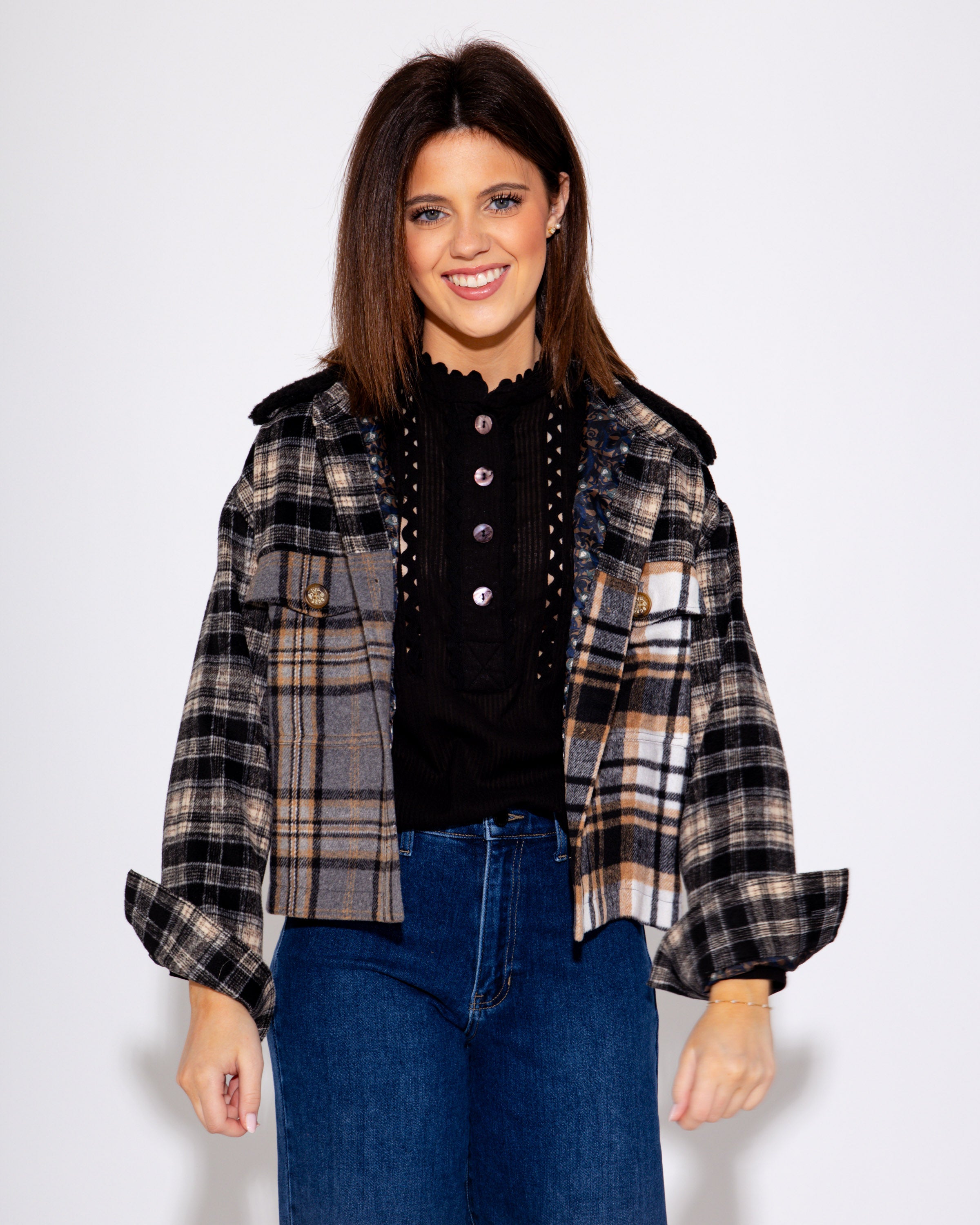 Ivy Jane | Patched Plaid Jacket