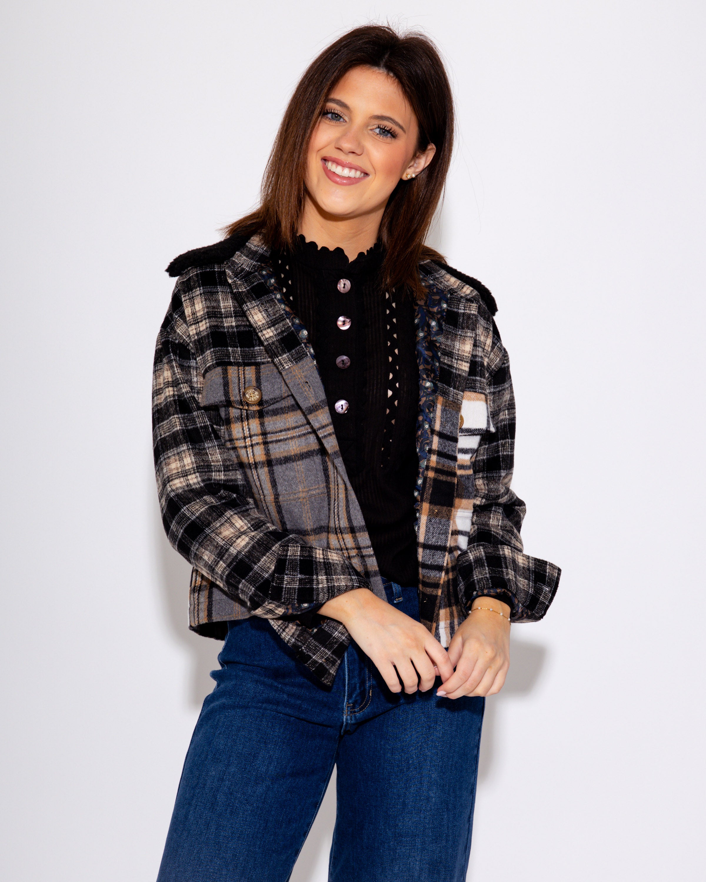 Ivy Jane | Patched Plaid Jacket