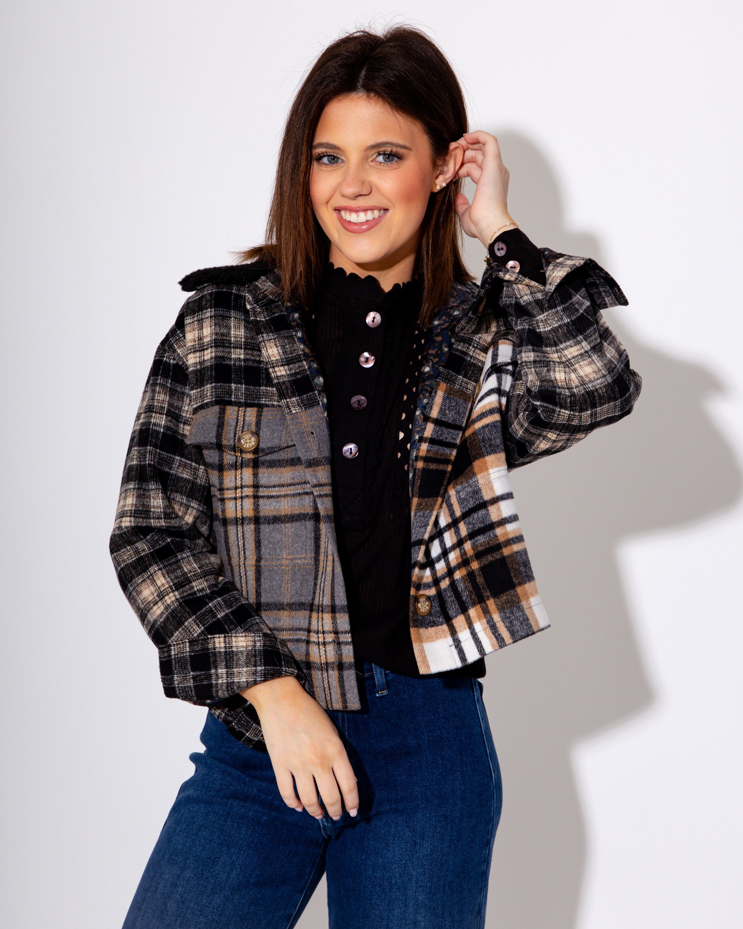 Ivy Jane | Patched Plaid Jacket