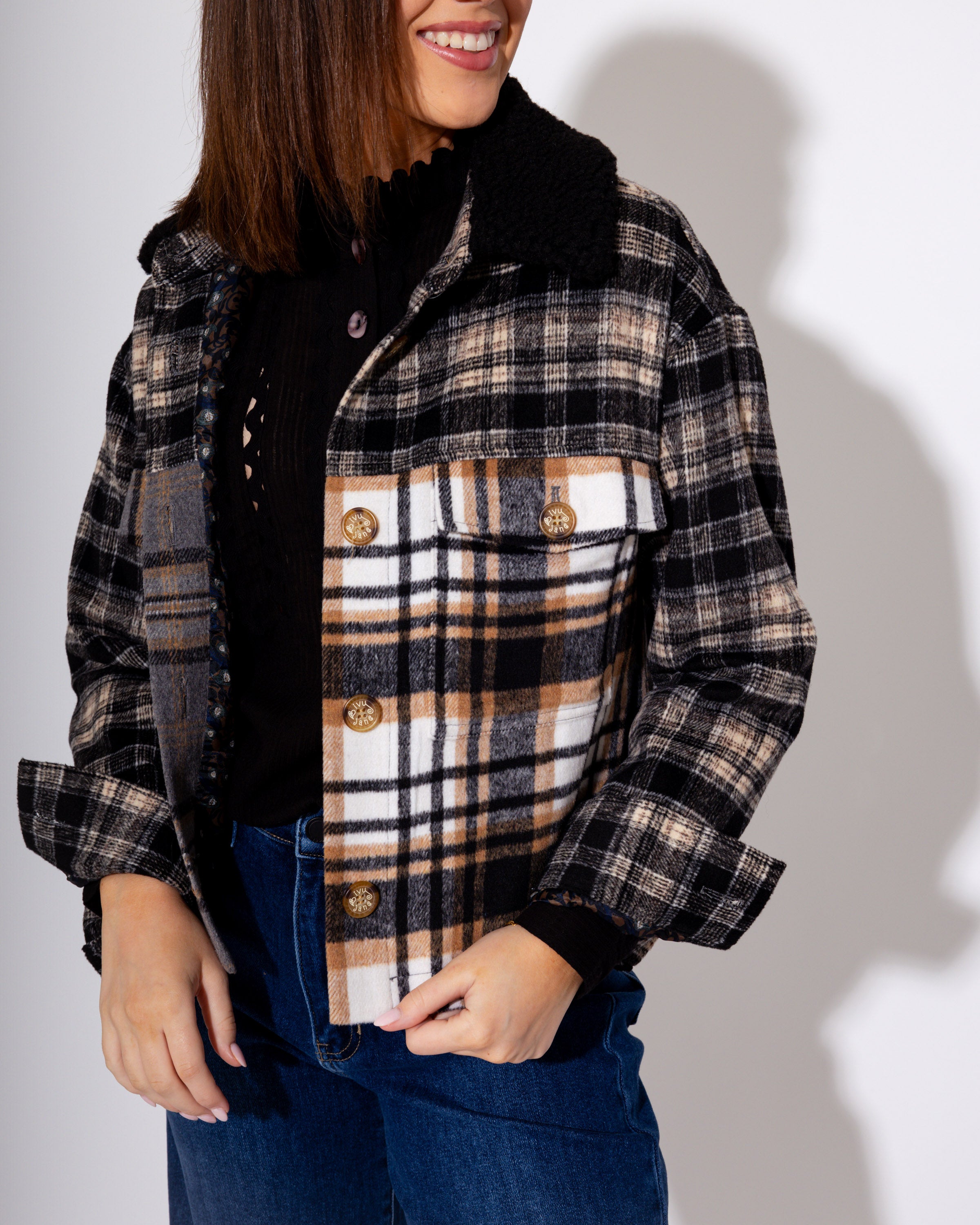 Ivy Jane | Patched Plaid Jacket