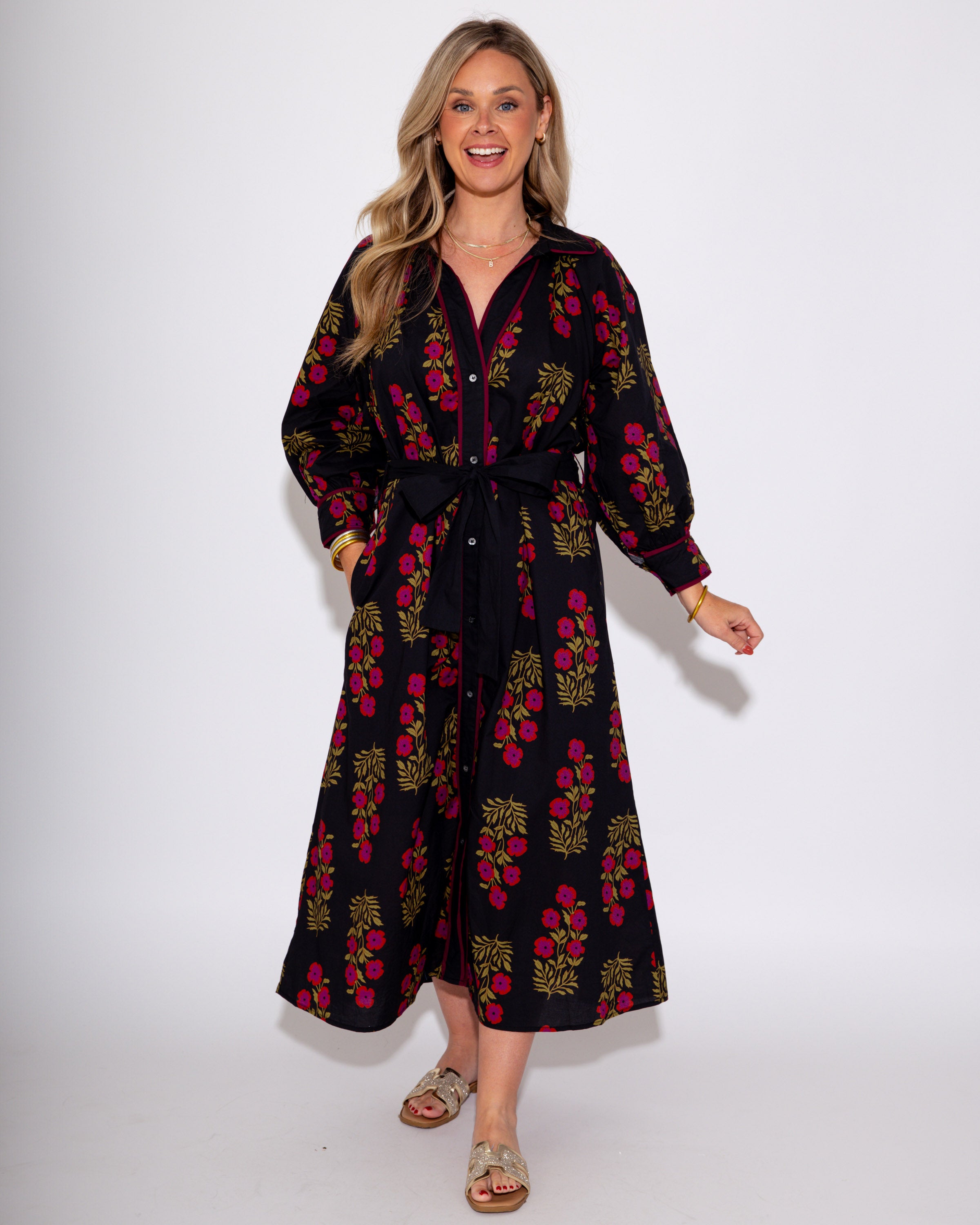 Floral Button-Down Midi Dress