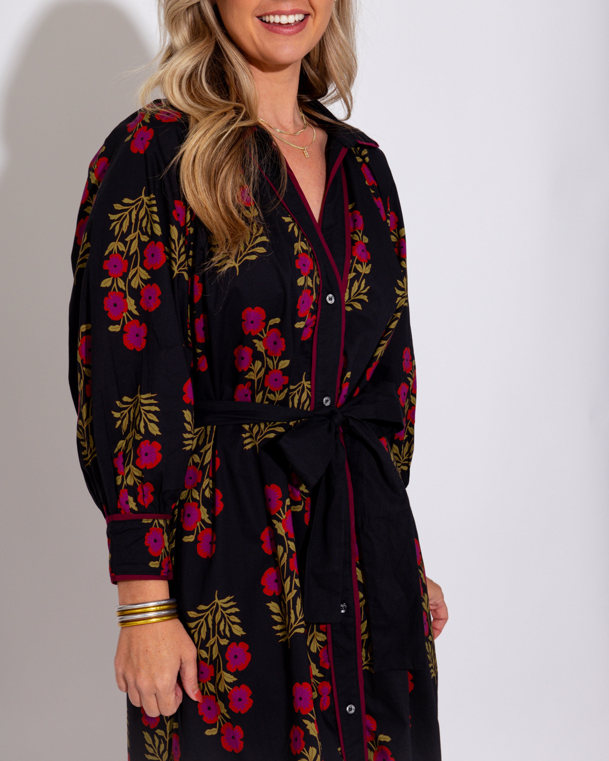 Floral Button-Down Midi Dress