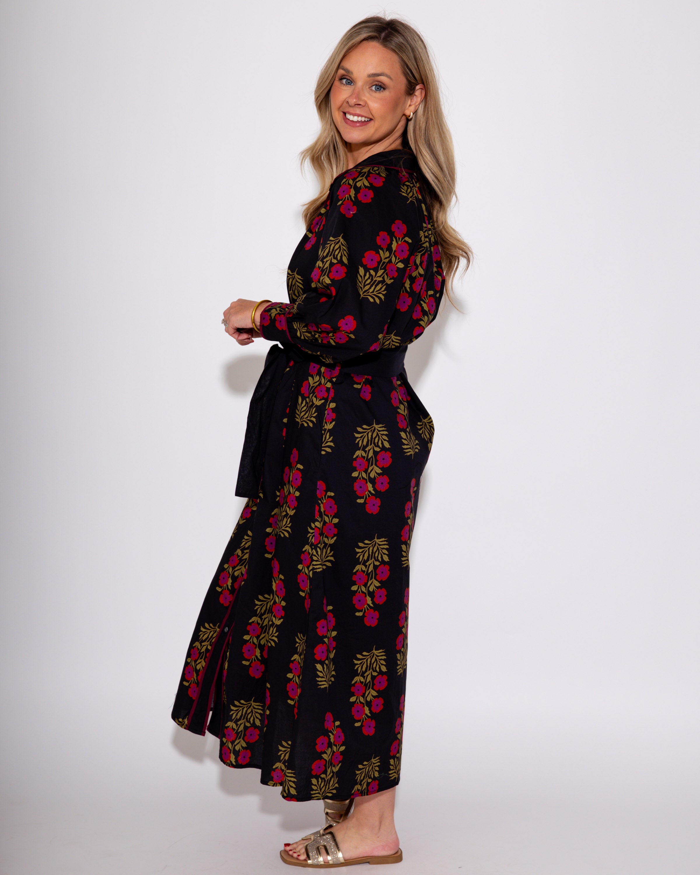 Floral Button-Down Midi Dress