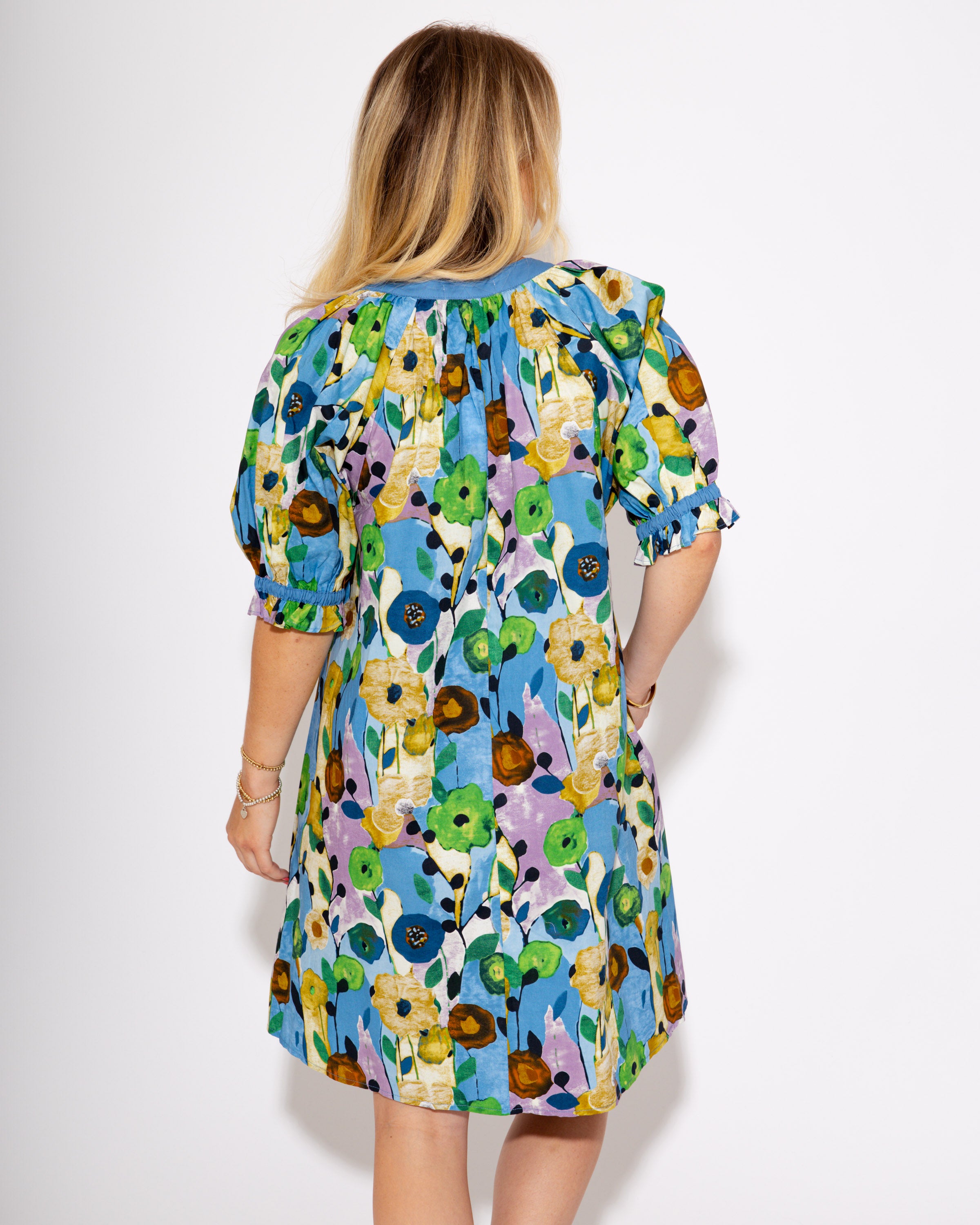 Poppy Split Neck Poplin Mini Dress