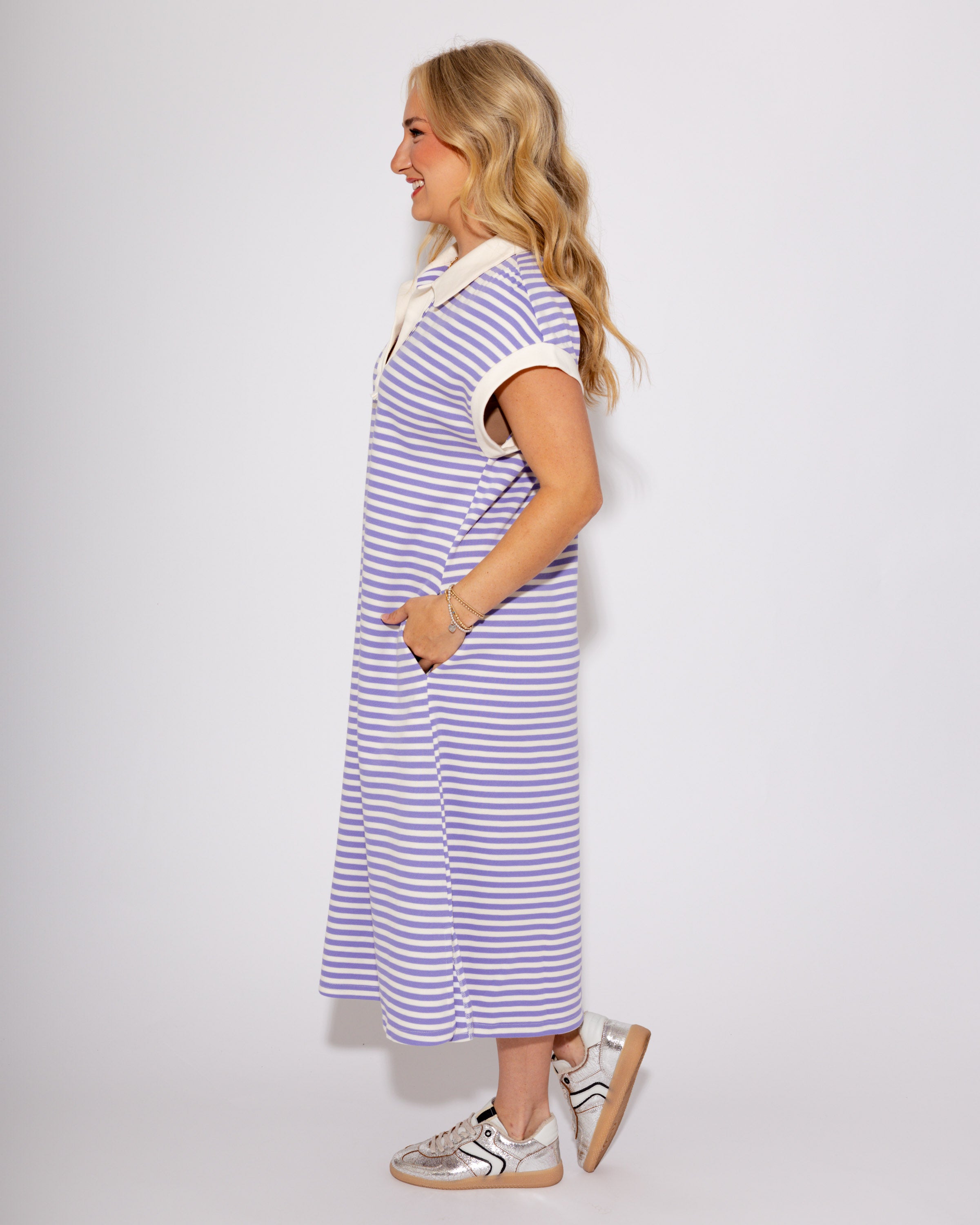 The Go-To Striped Midi in Purple