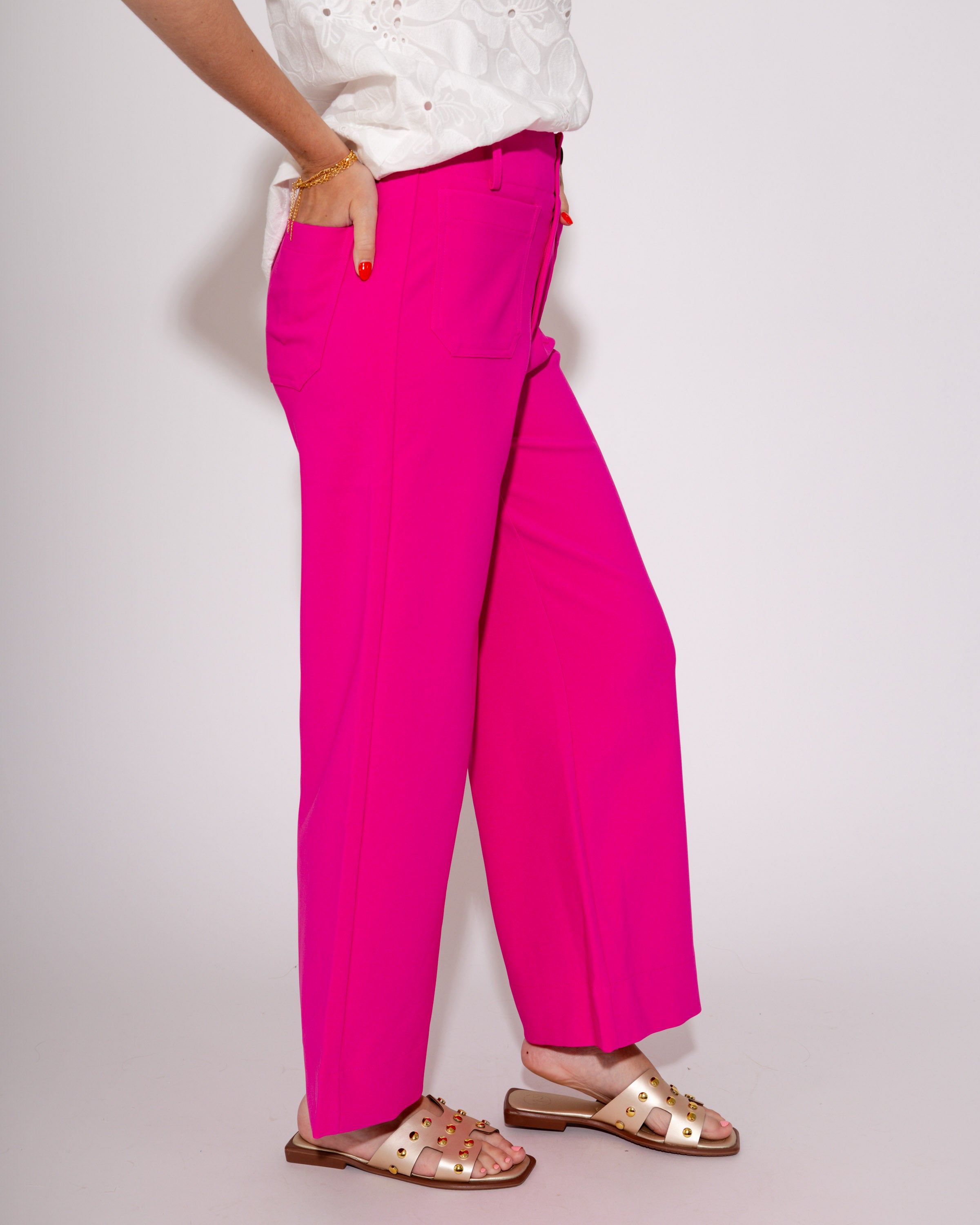 Cropped Wide Leg Pants in Pink