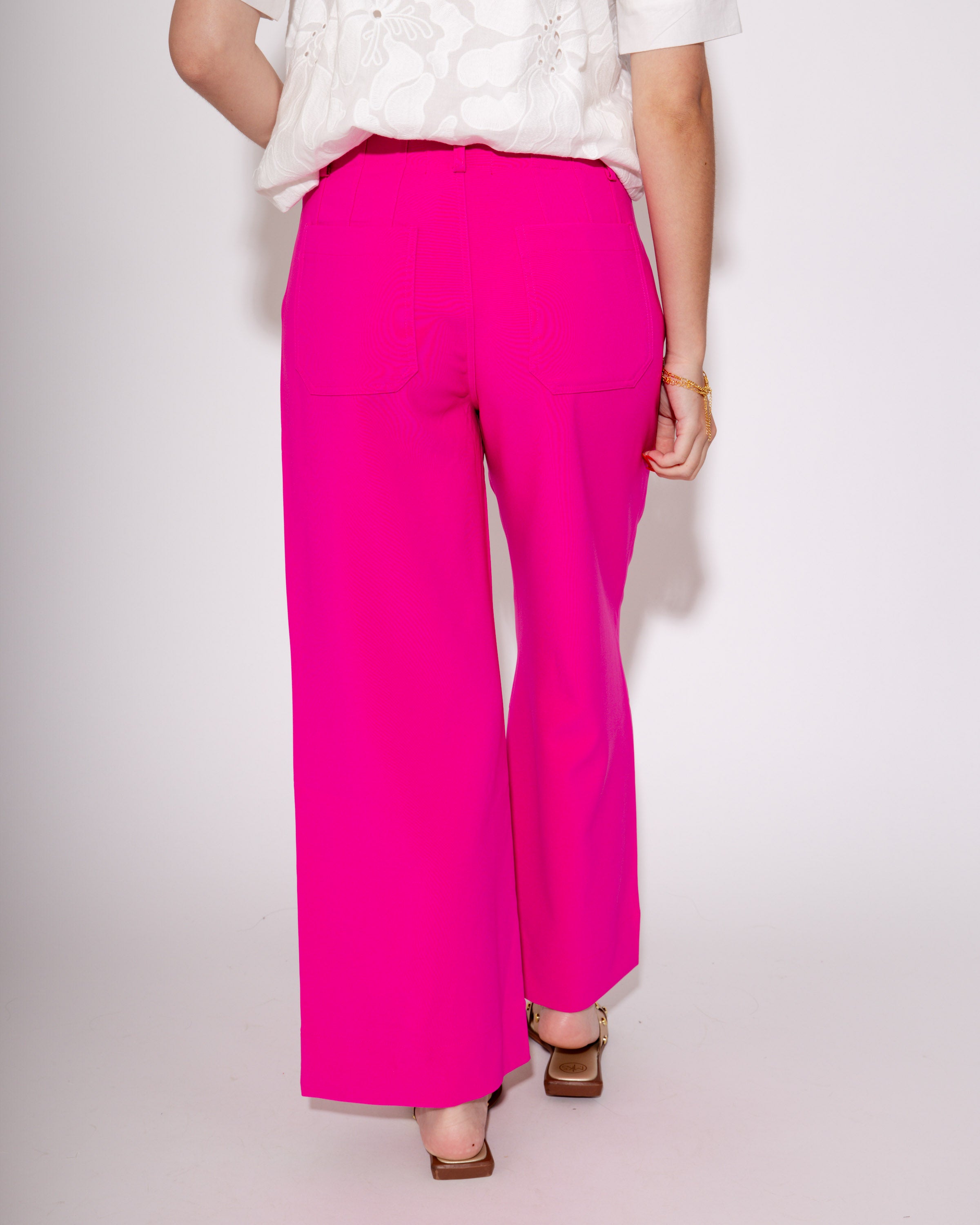 Cropped Wide Leg Pants in Pink