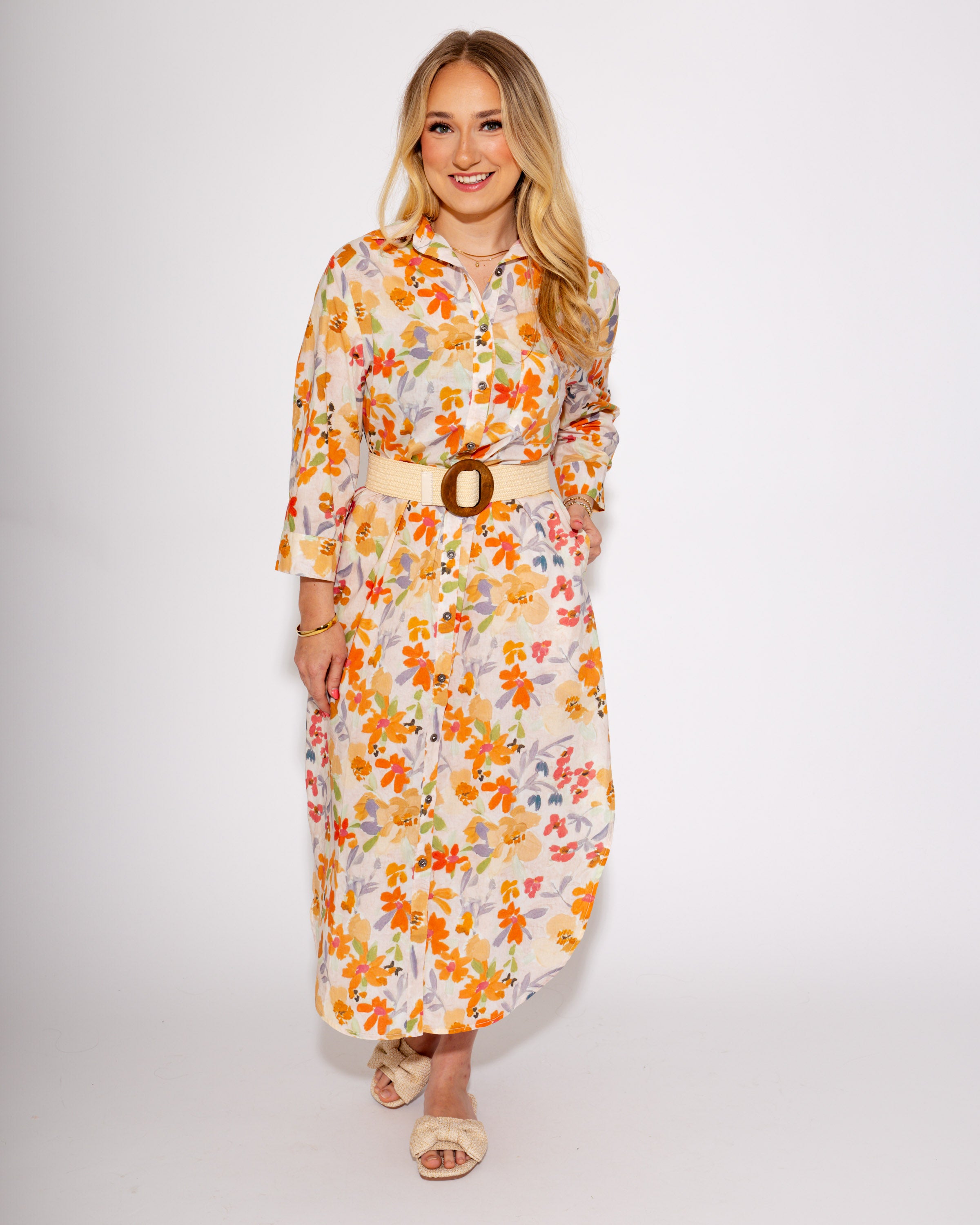 Sunkissed Floral Side Slit Midi Dress