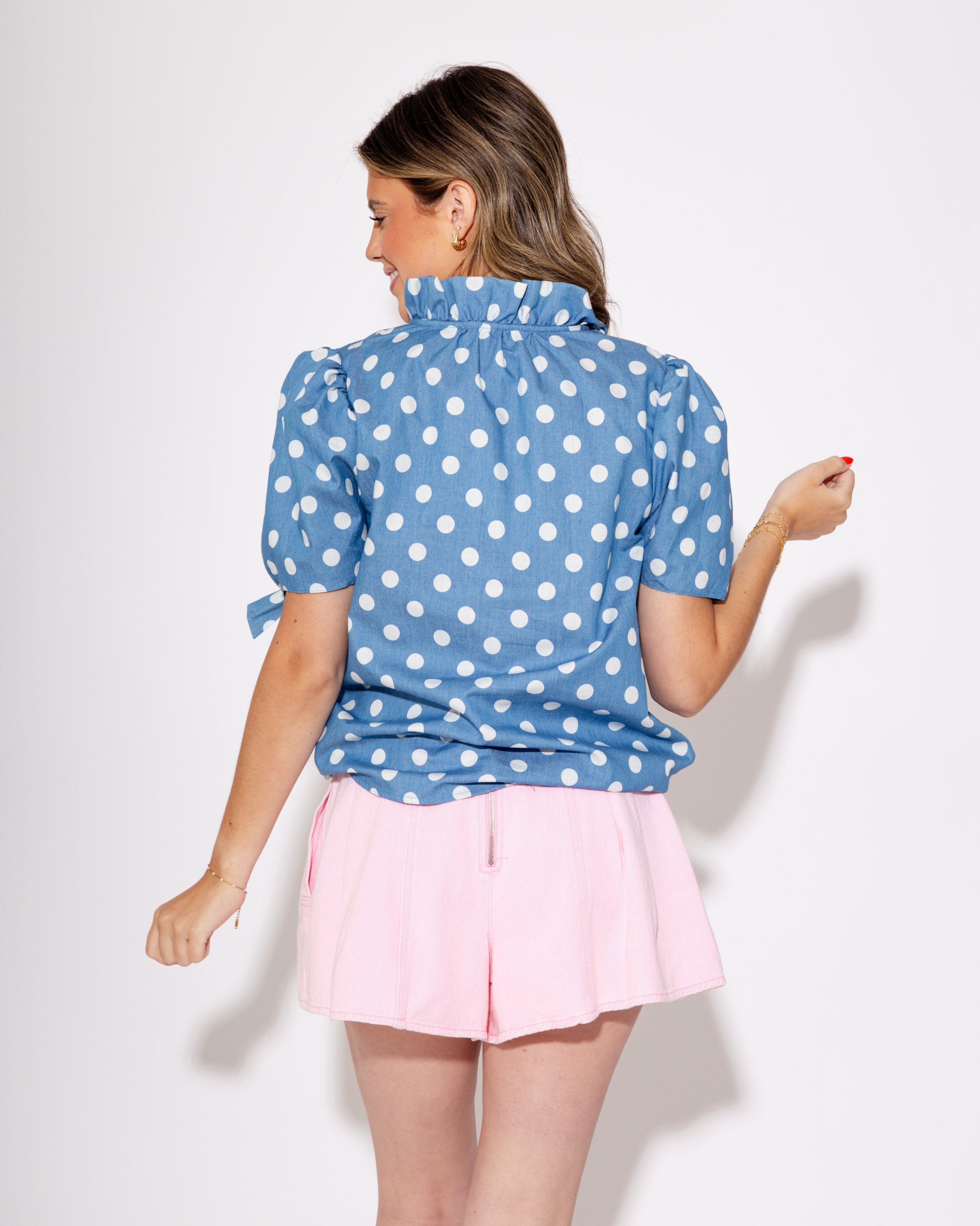 Dotted Delight Tie Sleeve Top