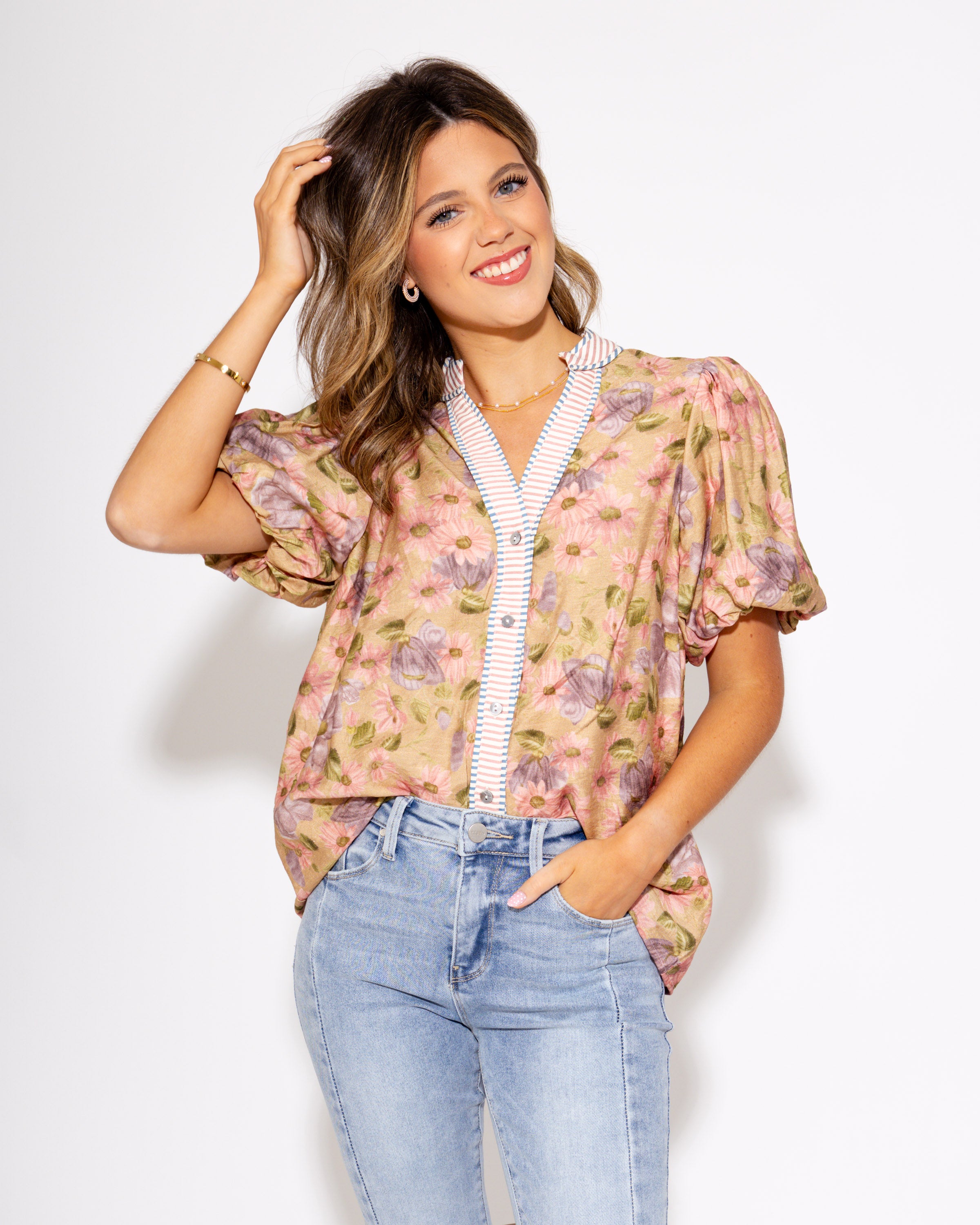 Vintage Charm Button-Up Top