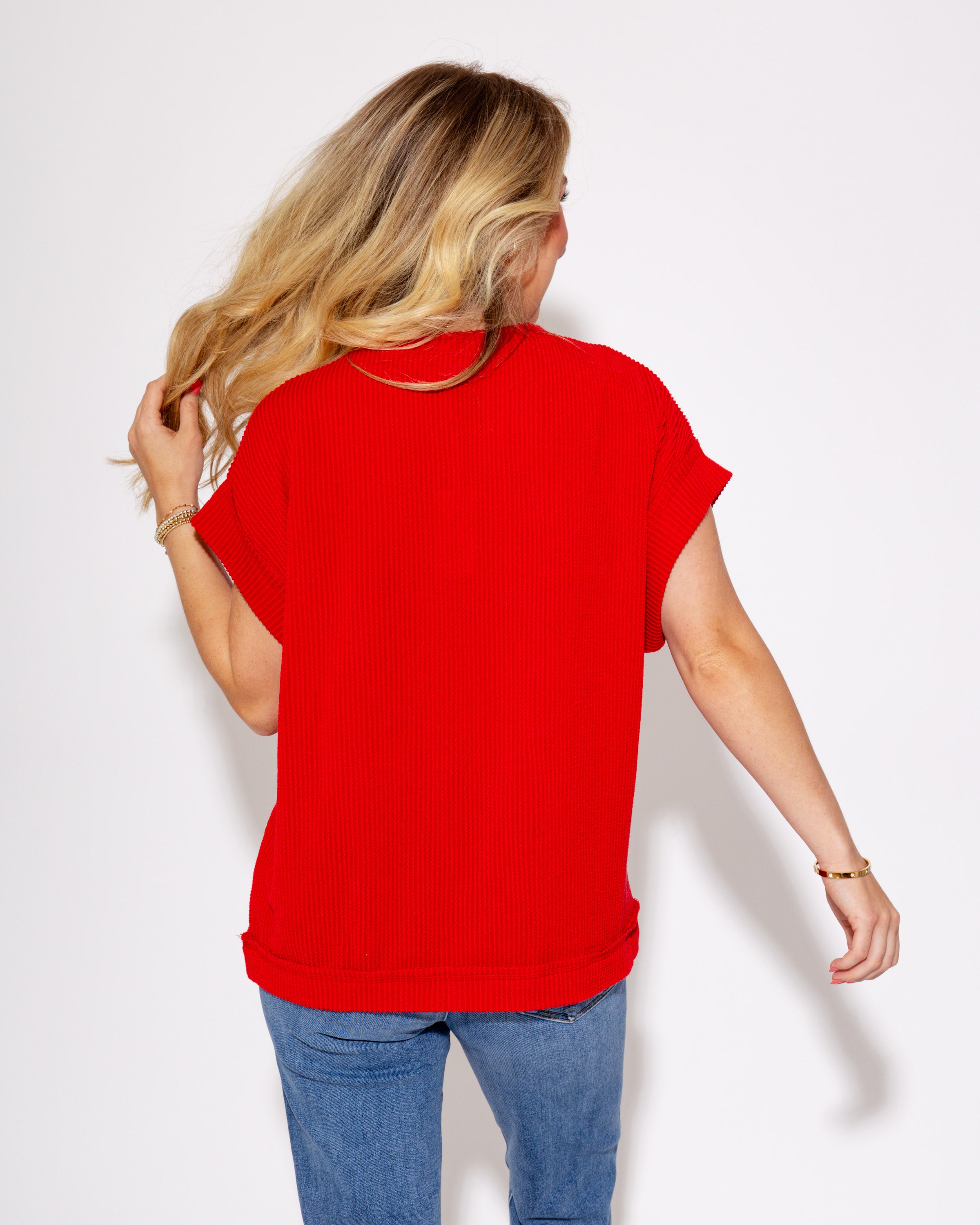 Gameday Ready Ribbed Tee in Red