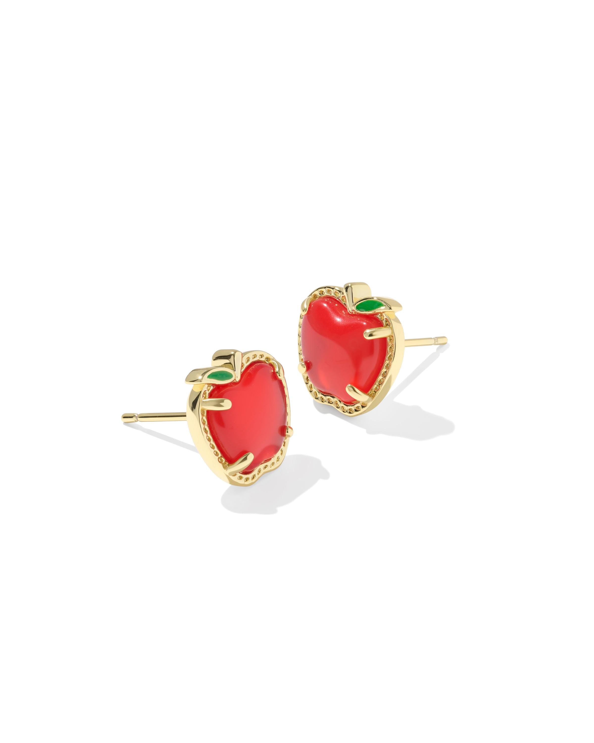 Apple Stud Earring in Gold Red Illusion