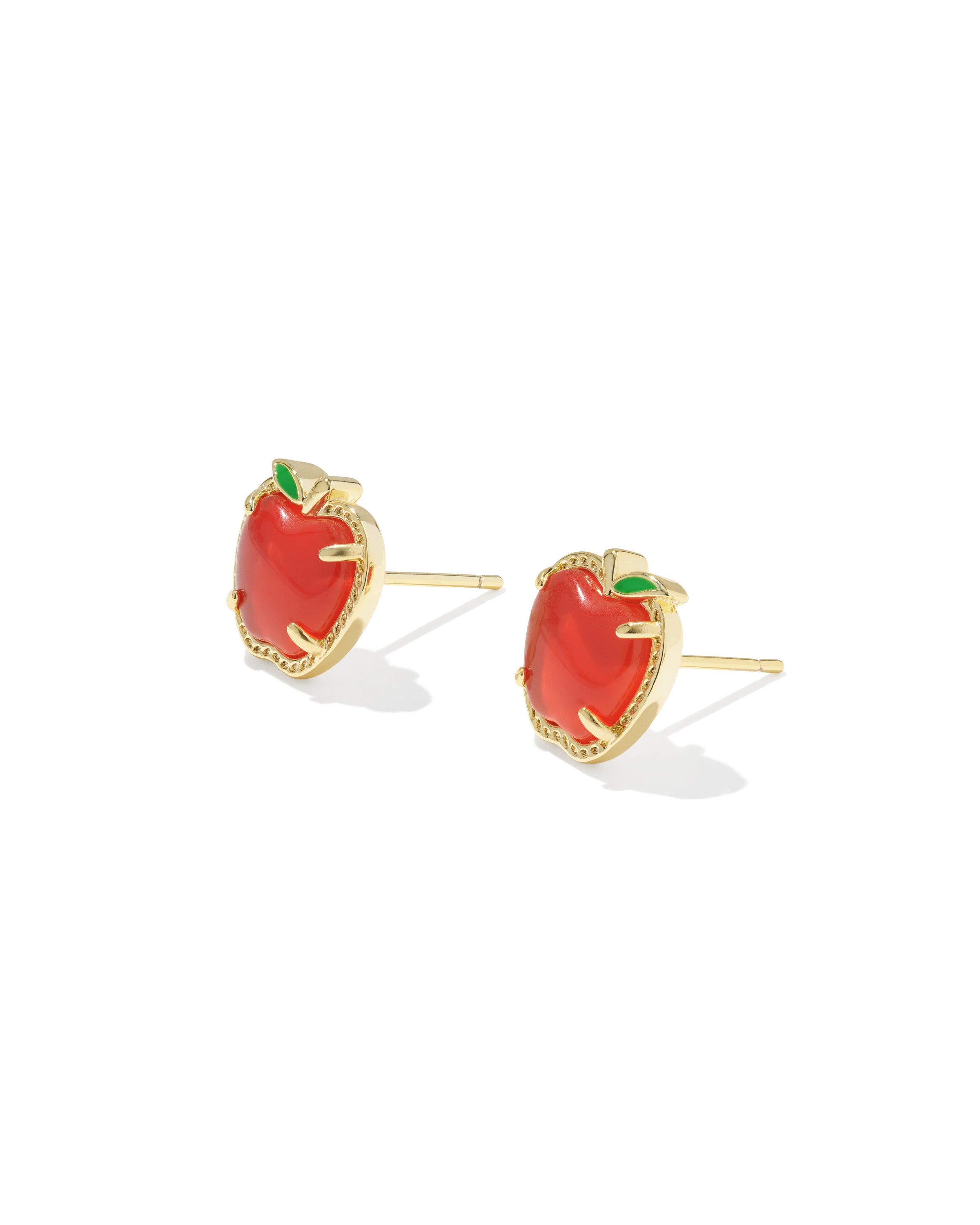 Apple Stud Earring in Gold Red Illusion