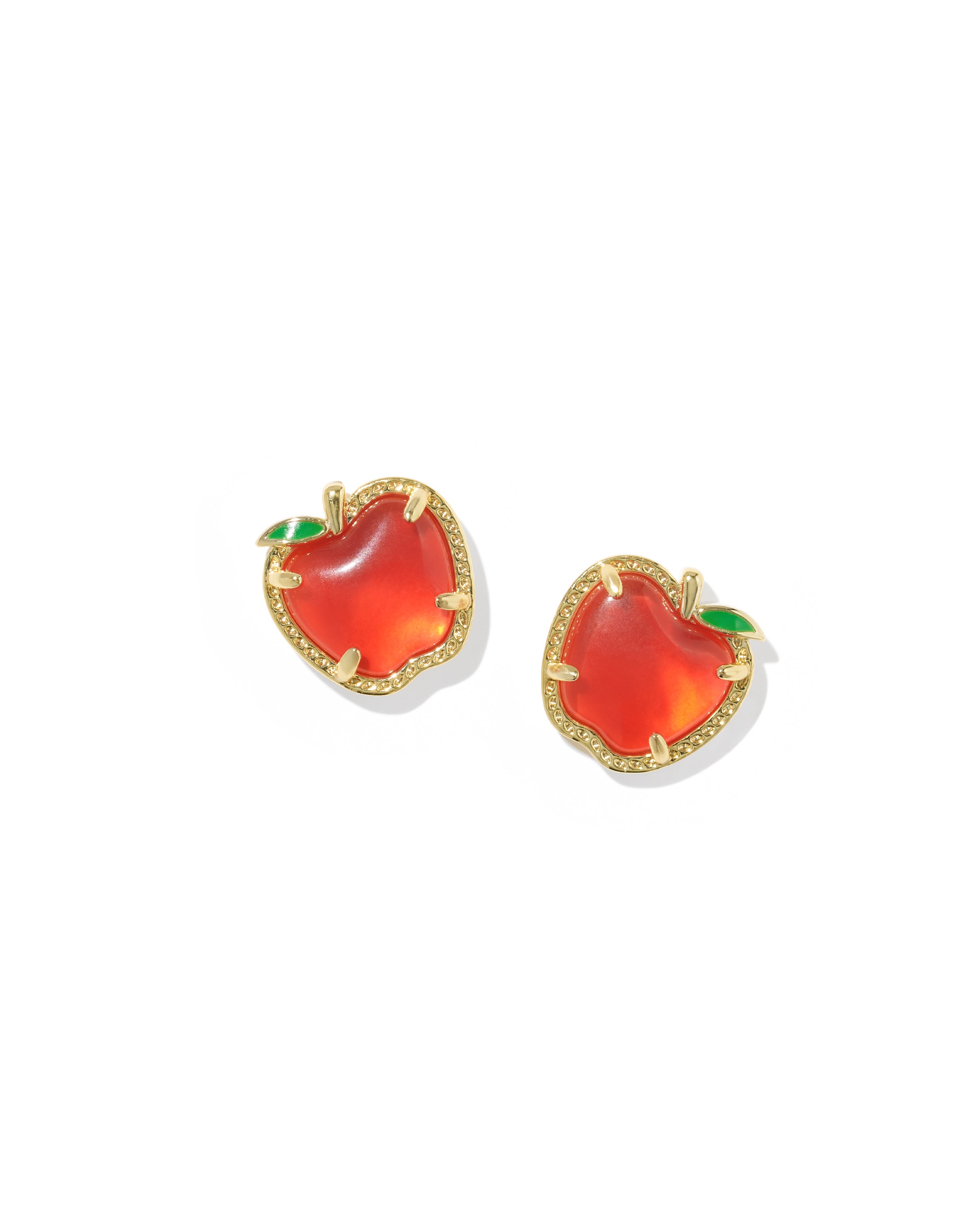 Apple Stud Earring in Gold Red Illusion