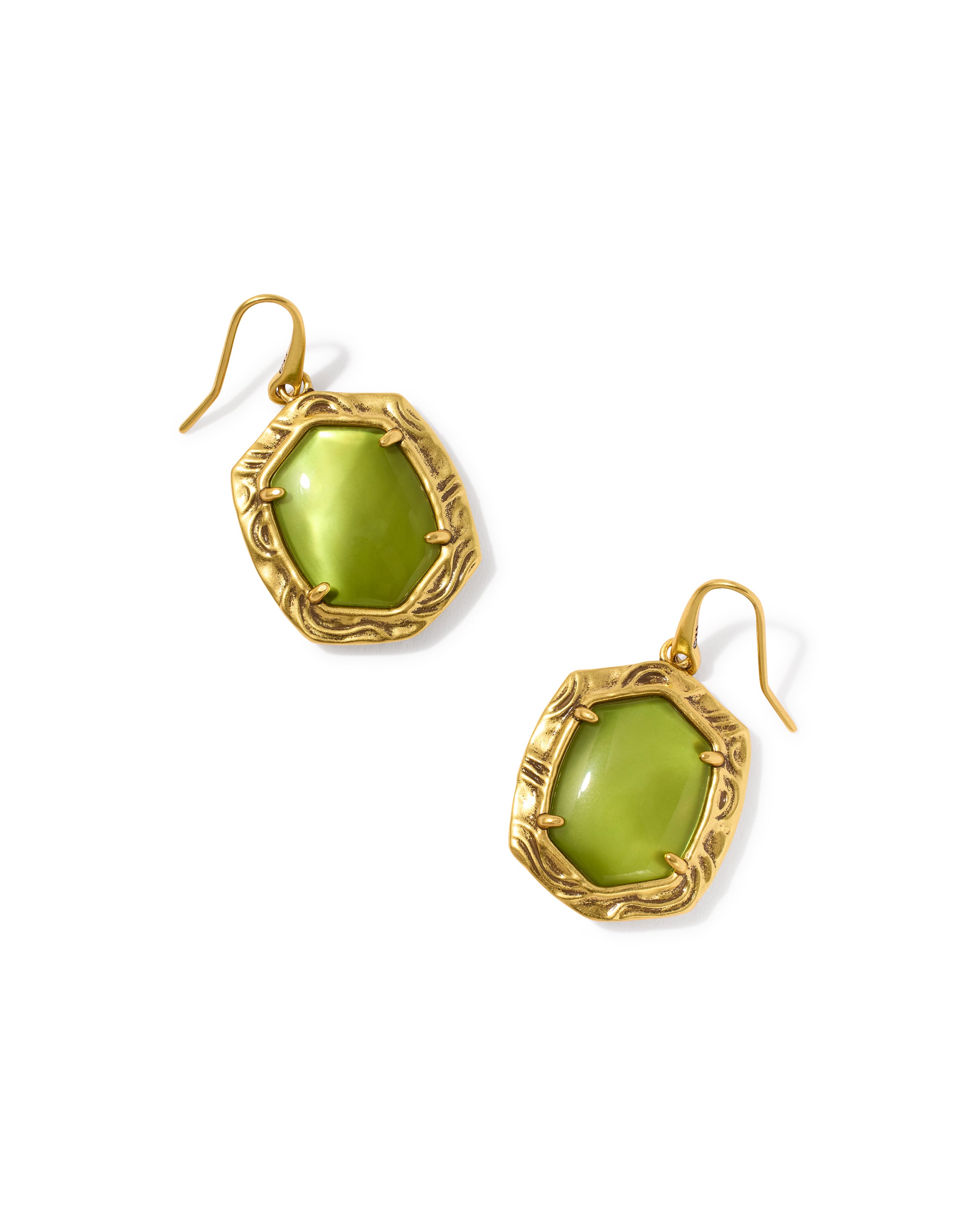 Tiger Stripe Daphne Earring in Gold Vgd. Chartreuse Green MOP
