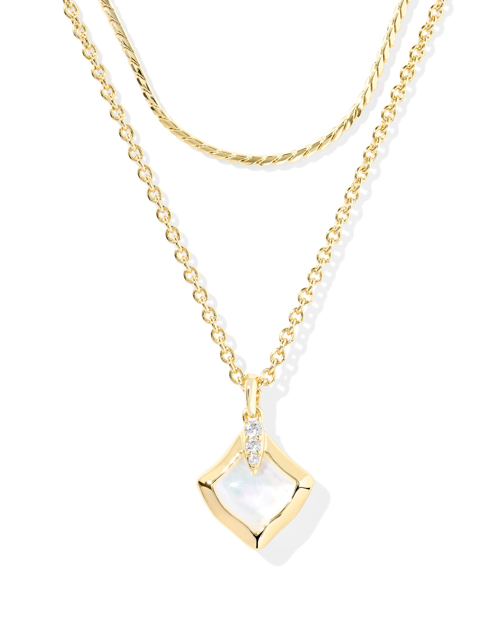 Joelle Multi Strand Necklace in Gold Ivory MOP