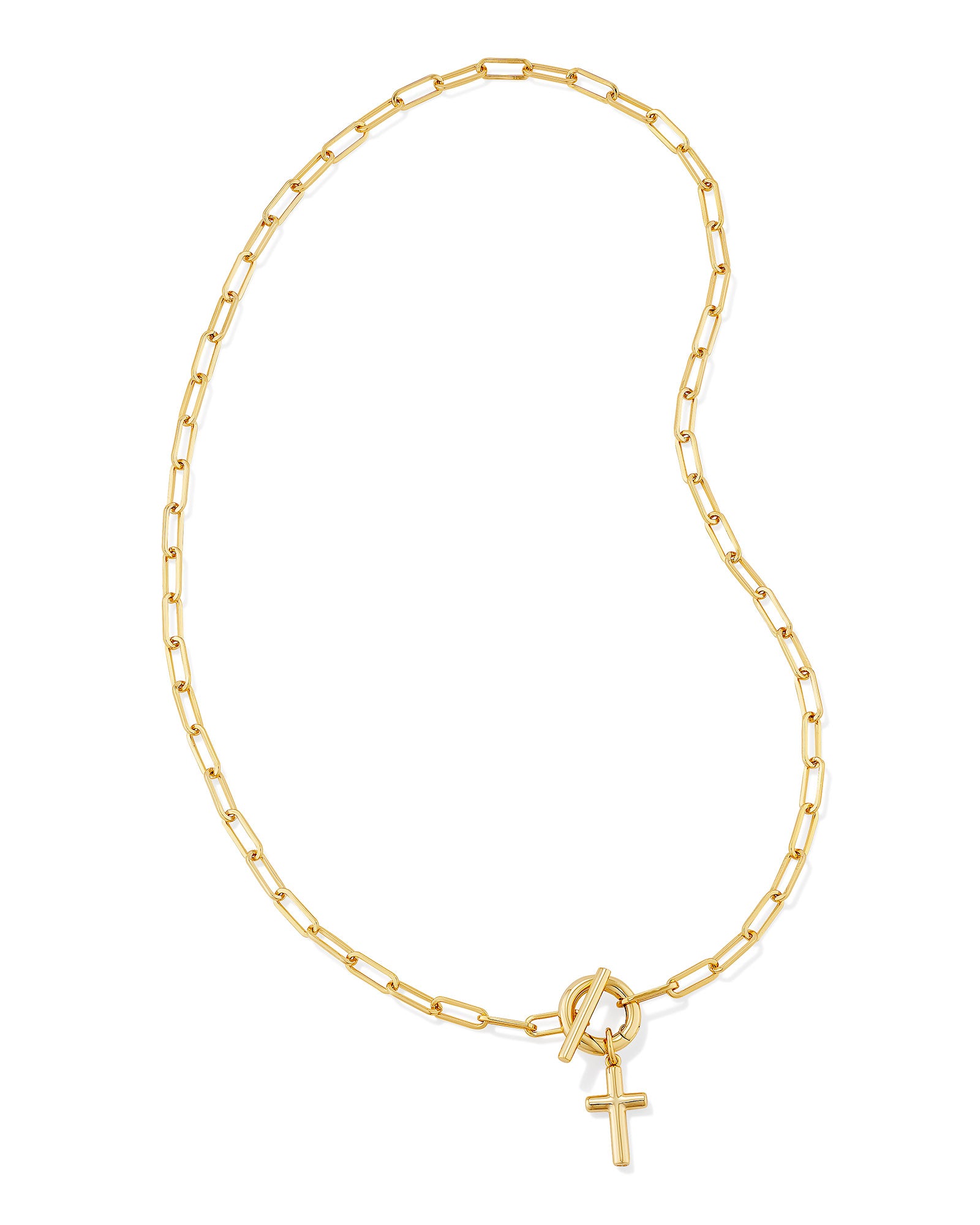 Cross Link and Chain Necklace in Gold