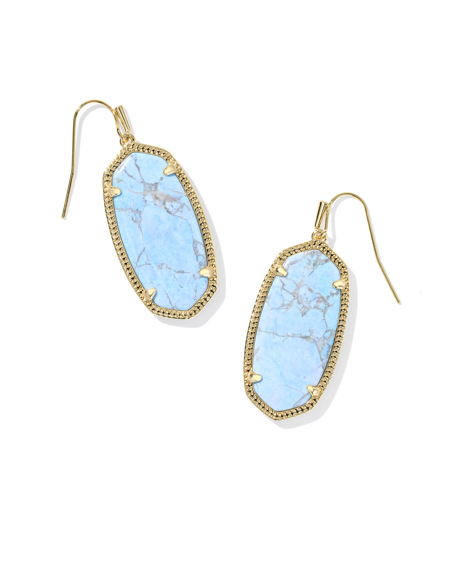 Elle Earring in Gold Variegated Light Blue Magnesite