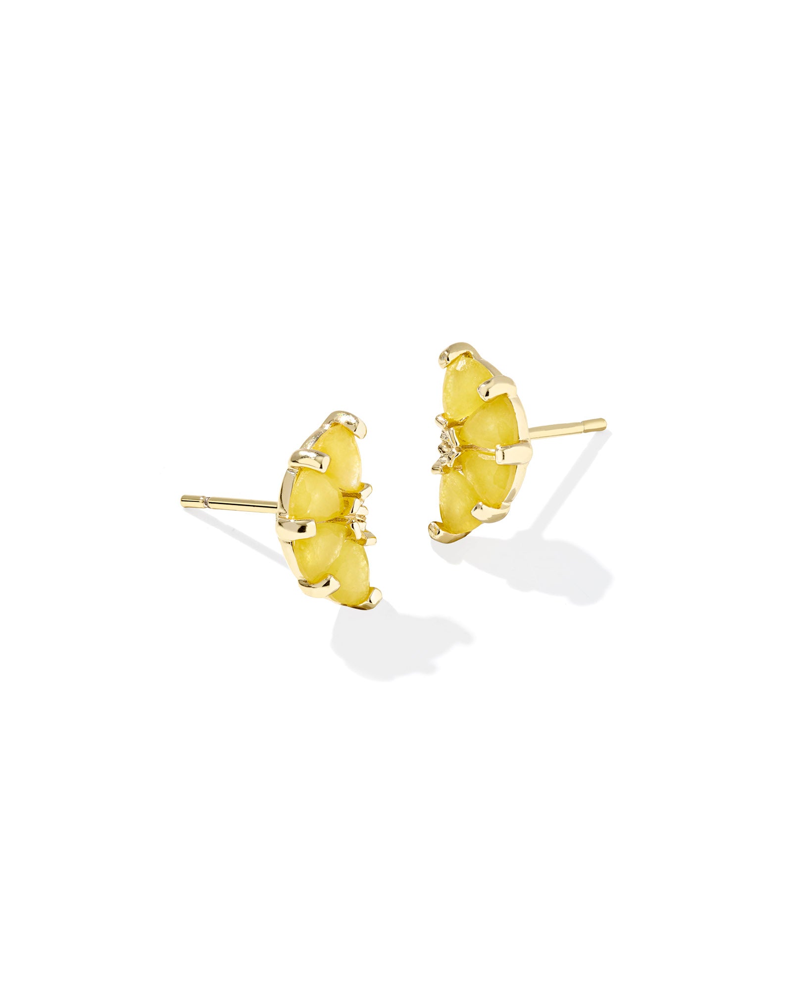 Lemon Stud Earring in Gold Yellow Opalite Glass