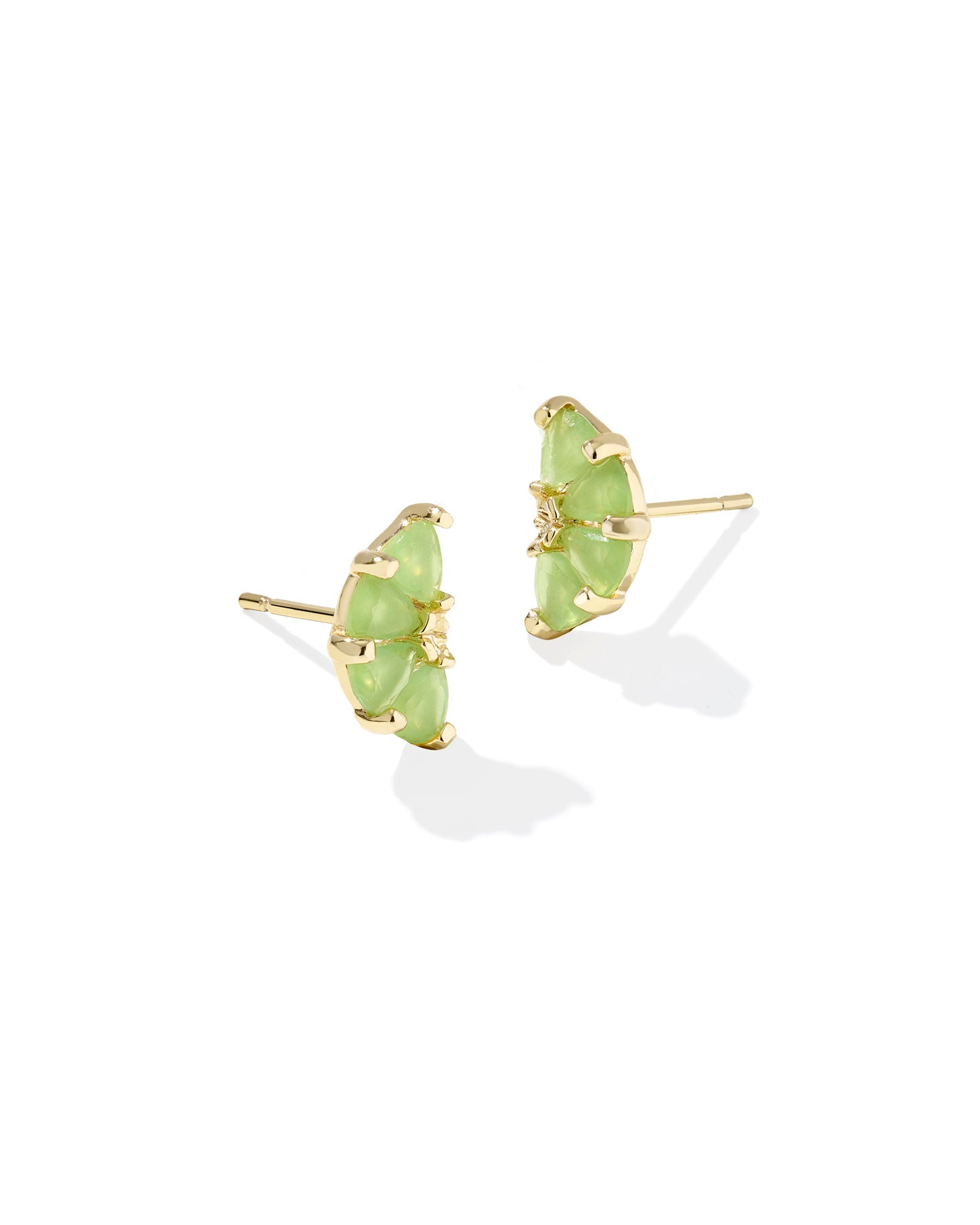Lime Stud Earring in Gold Lime Green Glass