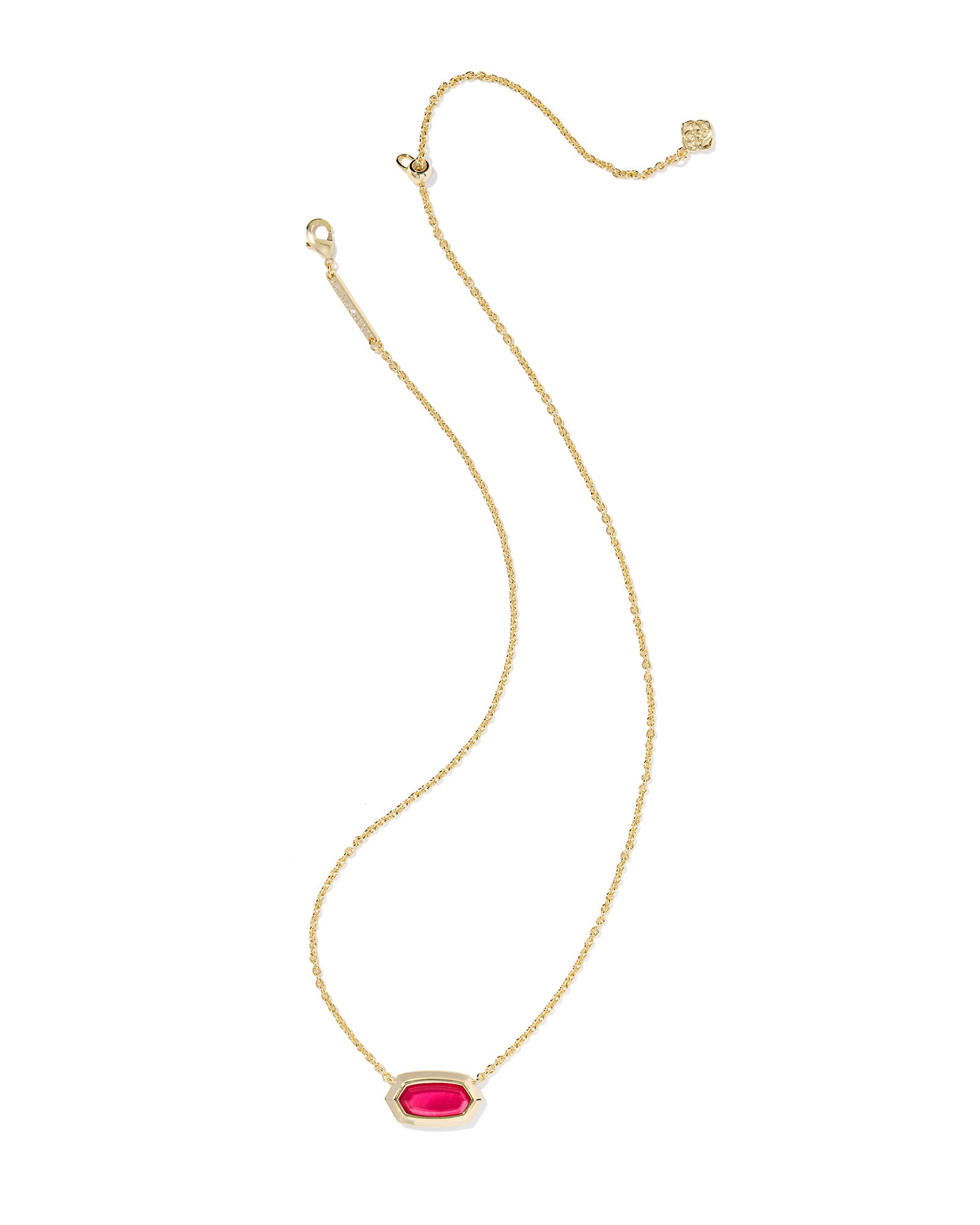 Elisa Bezel Pendant Necklace in Gold Carmine Red Illusion