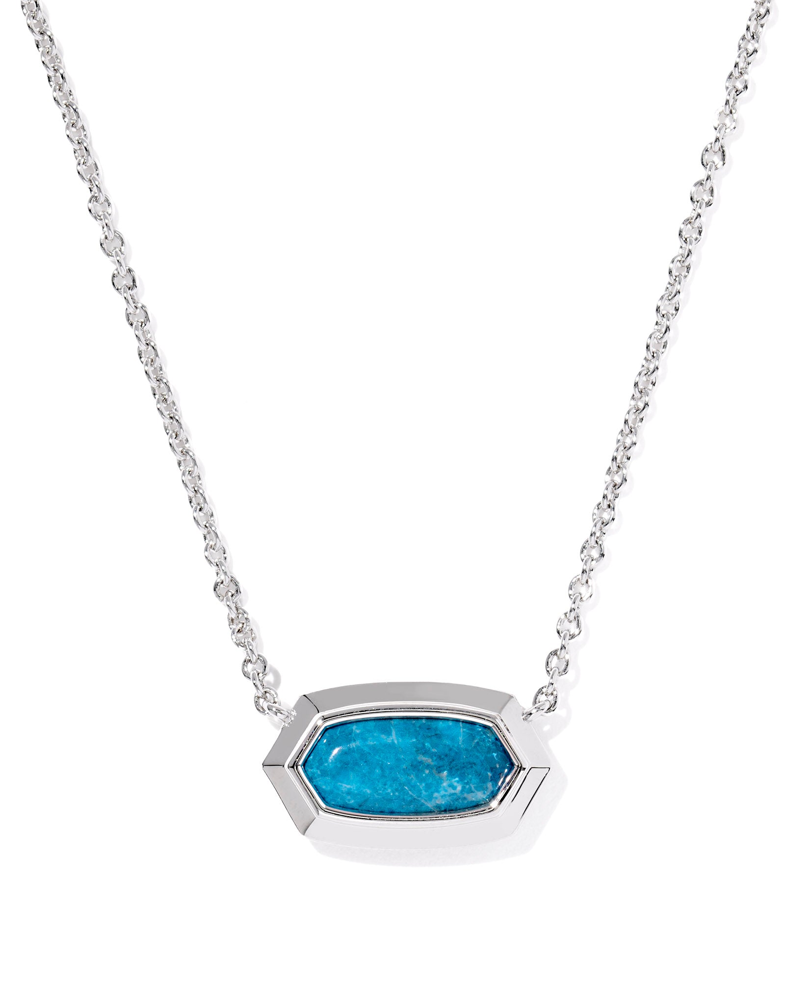 Elisa Bezel Pendant Necklace in Silver Variegated Indigo Magnesite