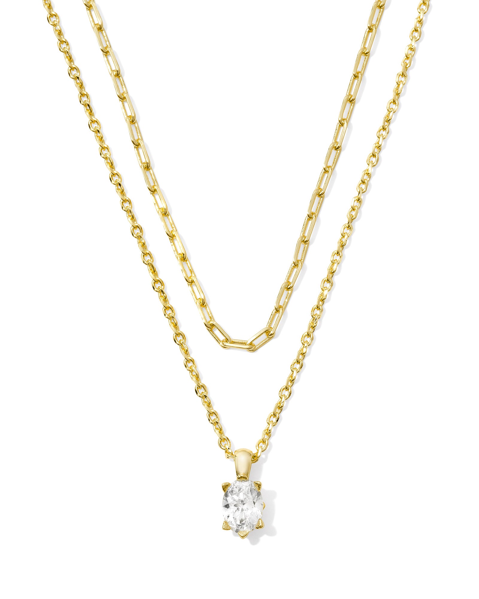 Cailin Multi Strand Necklace in Gold White Crystal