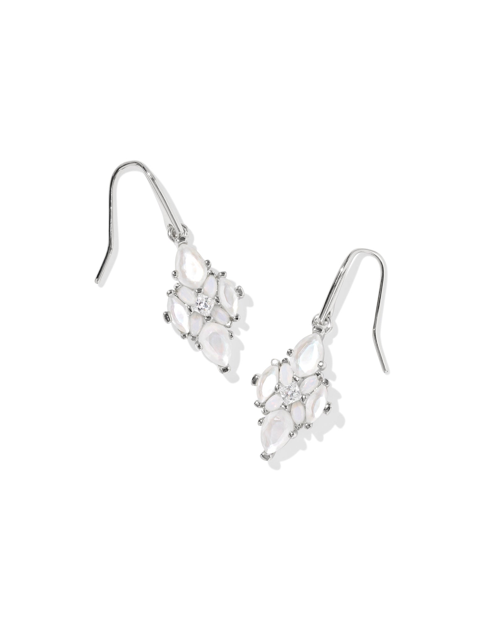 Abbie Crystal Drop Earring in Rhodium Neutral Mix
