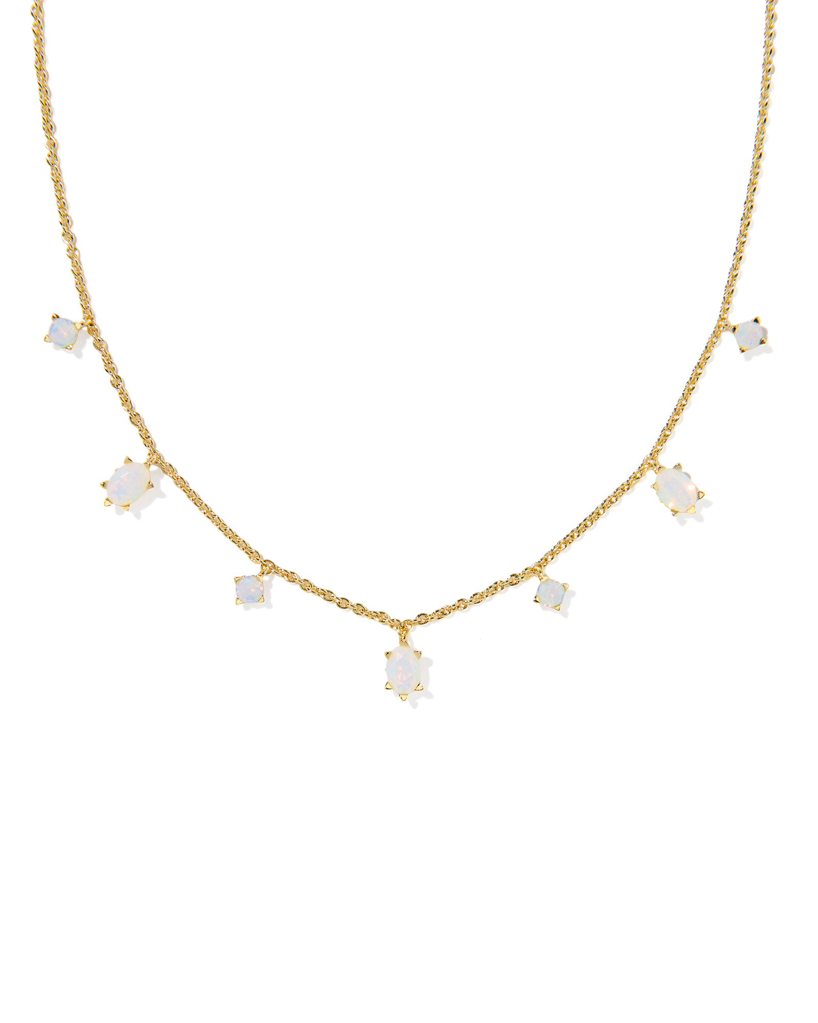 Cailin Strand Necklace in Gold White Iridescent Crystal