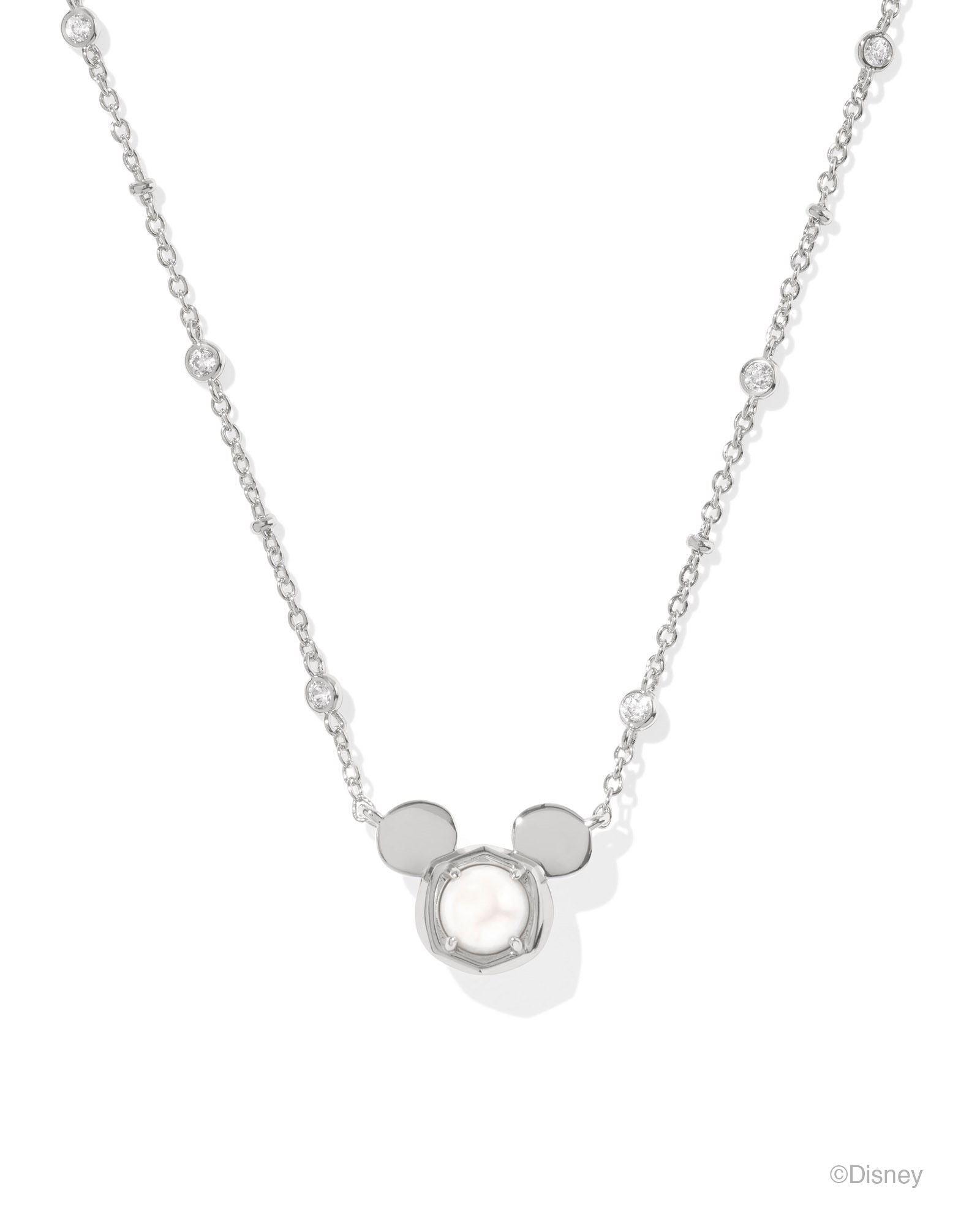 Mickey Mouse Pendant Silver White Pearl