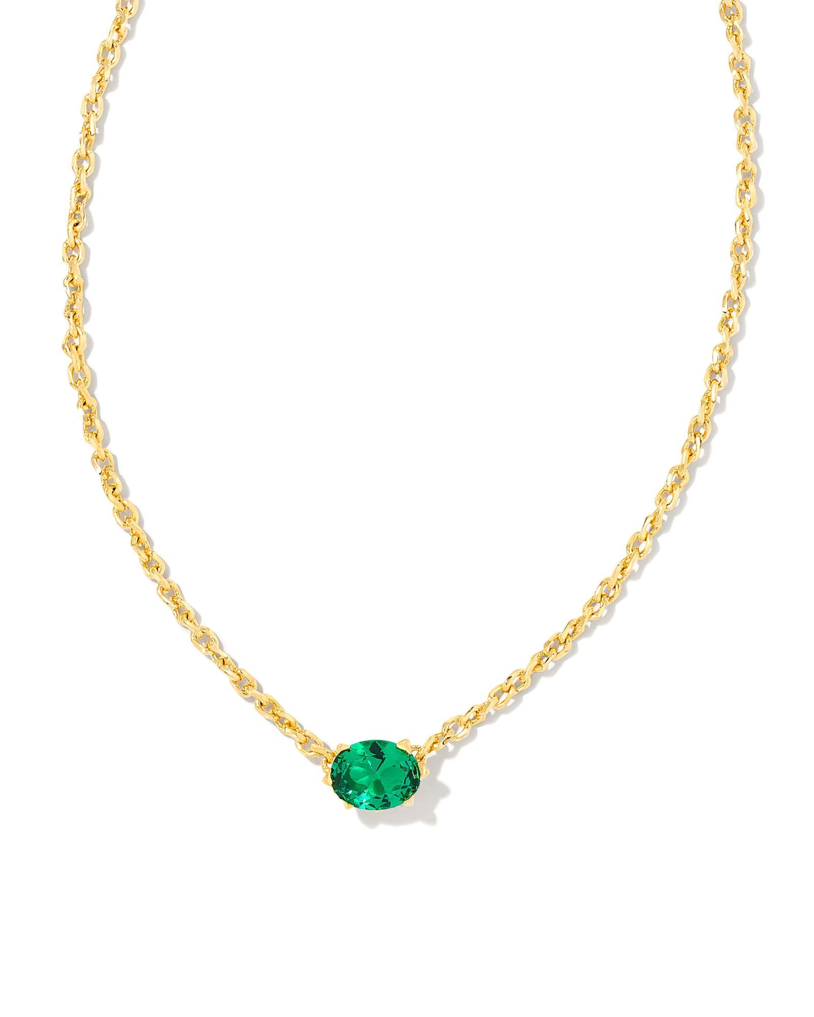 Cailin Gold Pendant Necklace in Gold Green Crystal
