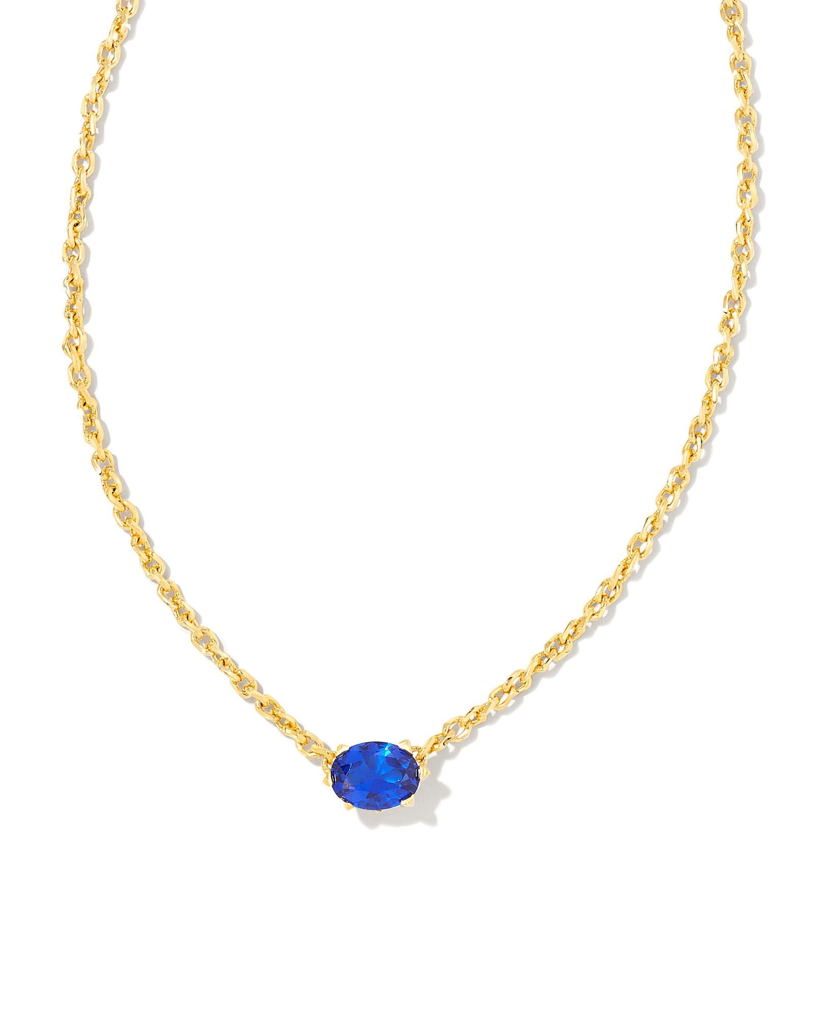 Cailin Gold Pendant Necklace in Gold Blue Crystal