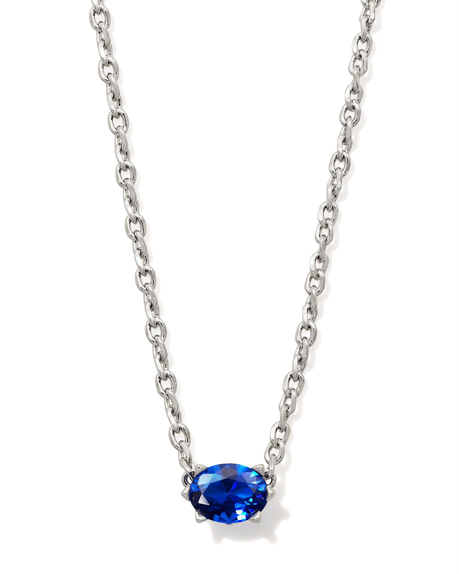 Cailin Gold Pendant Necklace in Silver Blue Crystal