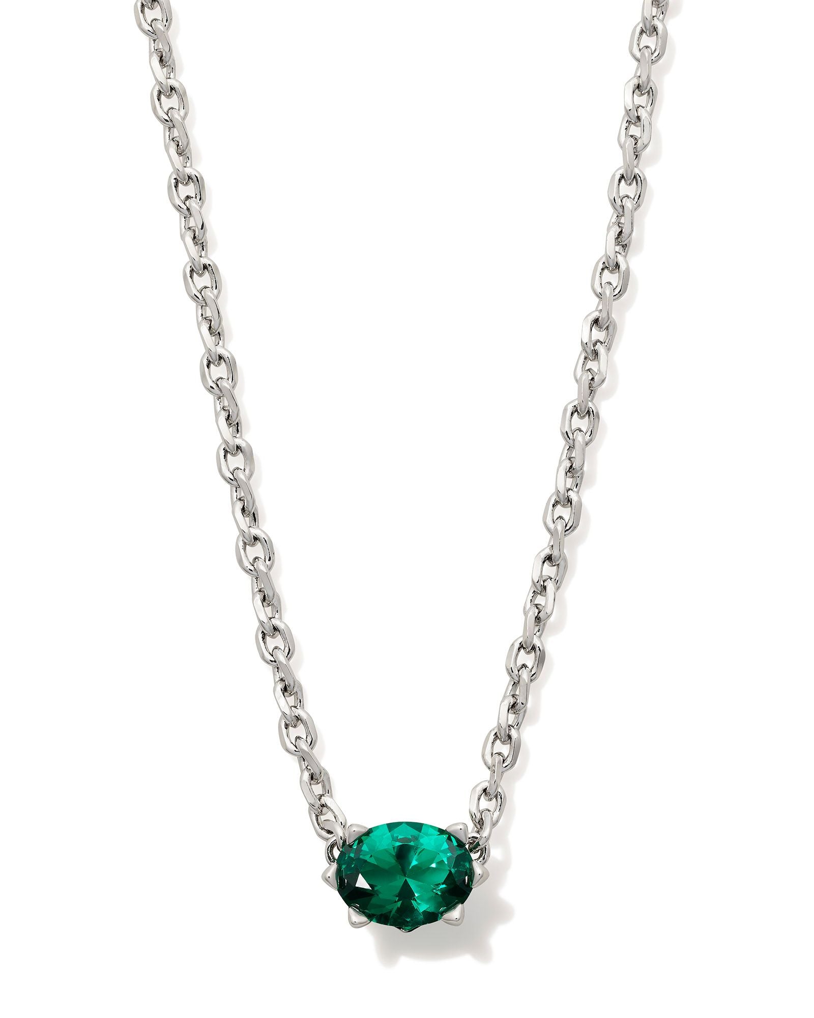 Cailin Gold Pendant Necklace in Silver Green Crystal
