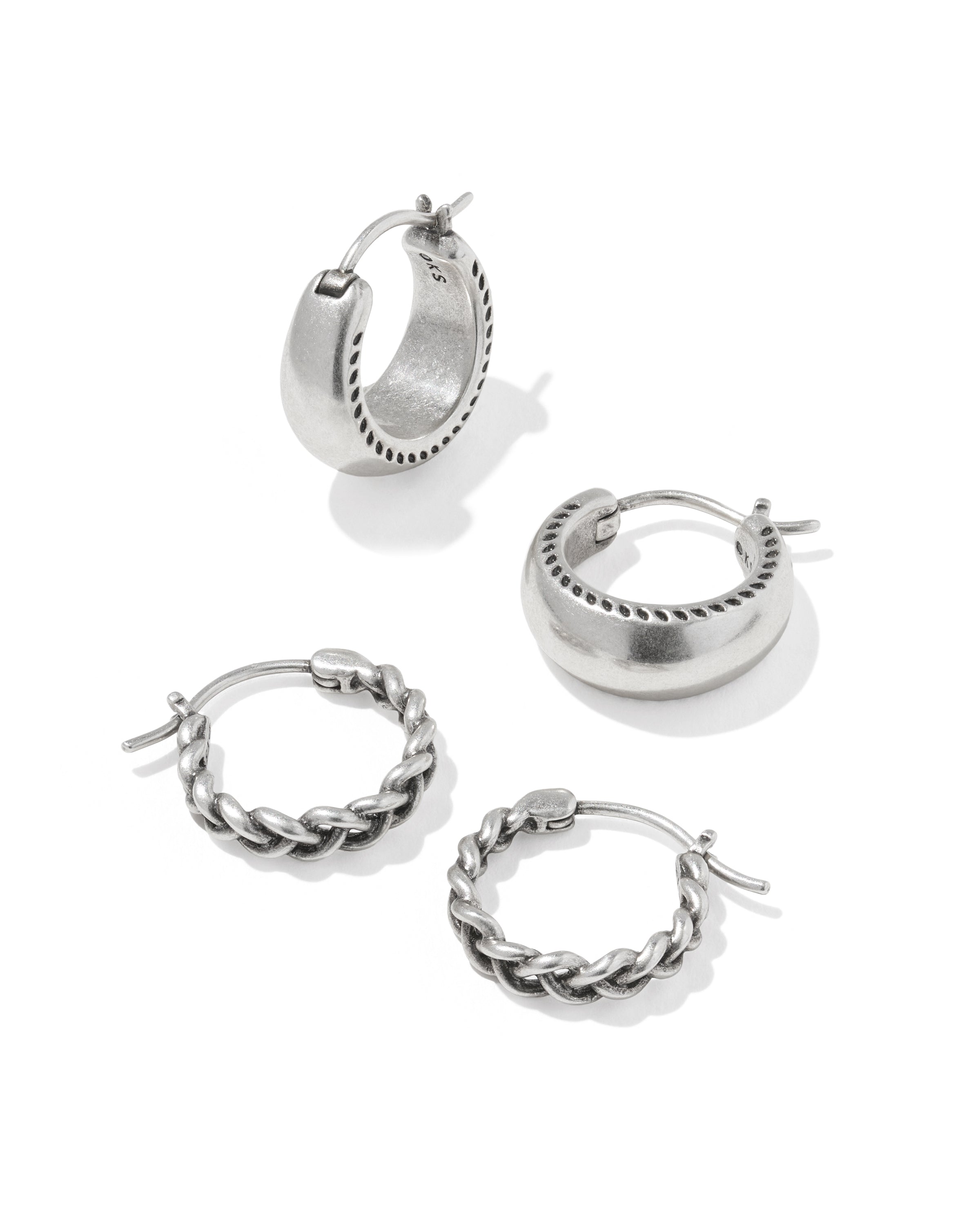 Gabriella Set Huggie Vintage Earring in Silver Metal