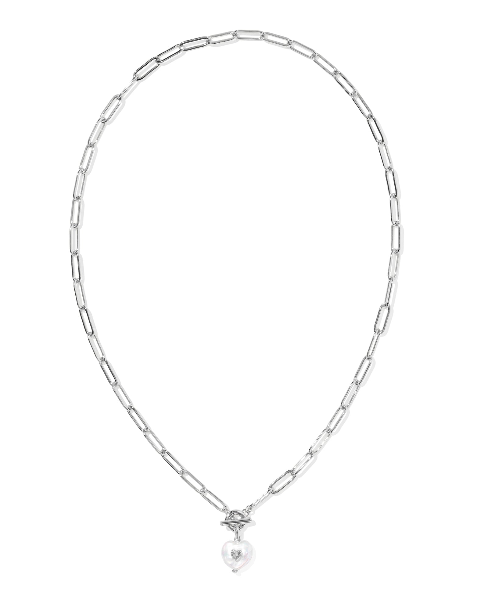 Sasha Heart Short Pendant Necklace in Silver Freshwater Pearl