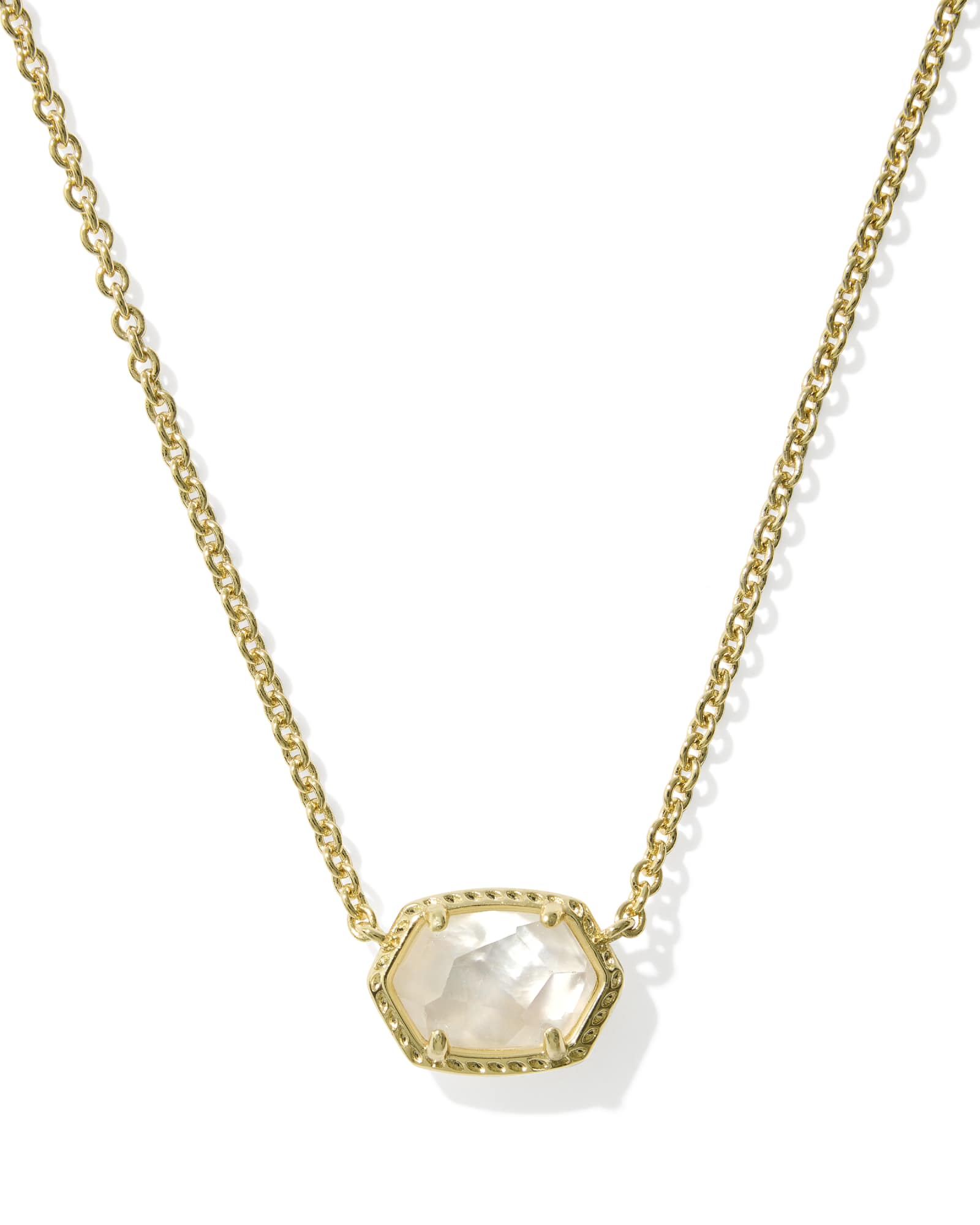 Daphne Frame Pendant Necklace Gold Ivory MOP