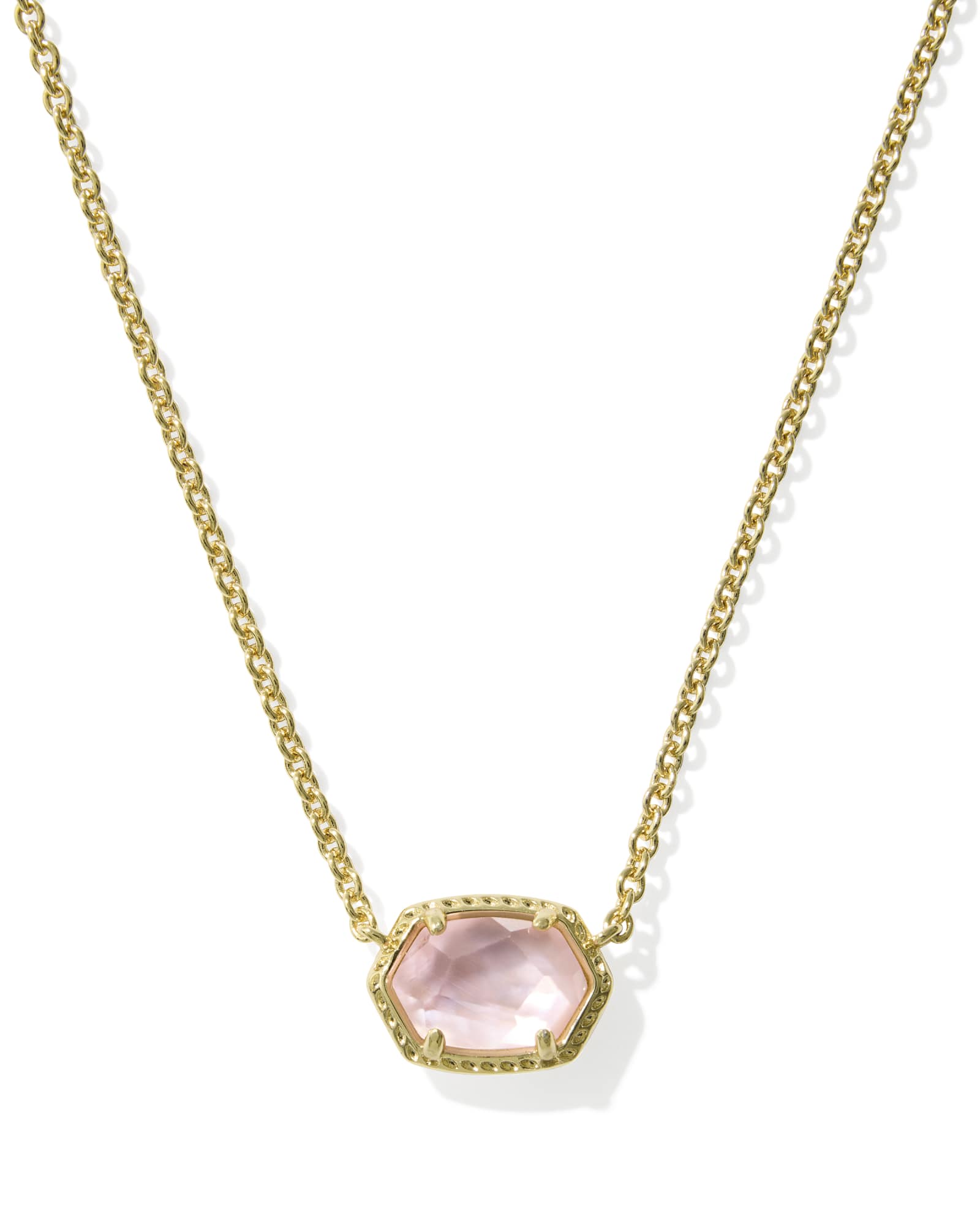 Daphne Frame Pendant Necklace Gold Light Pink MOP