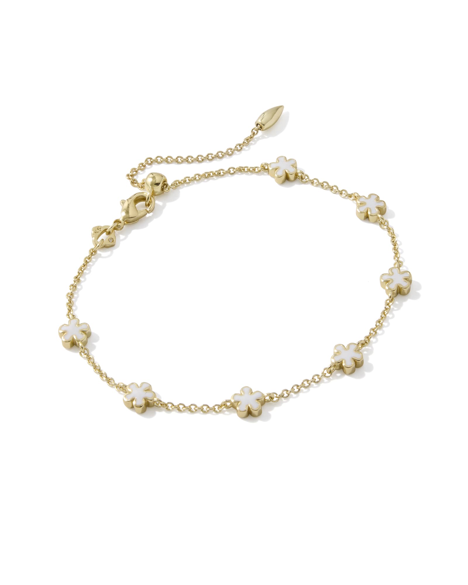 Jane Delicate Chain Bracelet Gold White Enamel