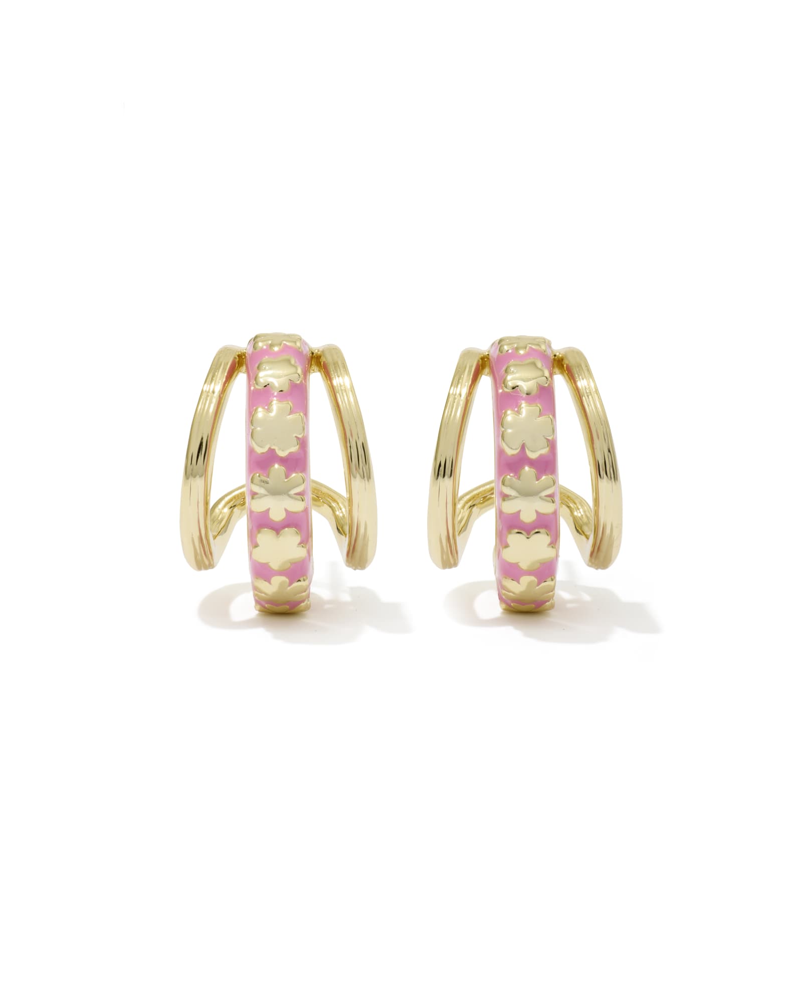 Jane Huggie Ear Gold Dark Pink Enamel