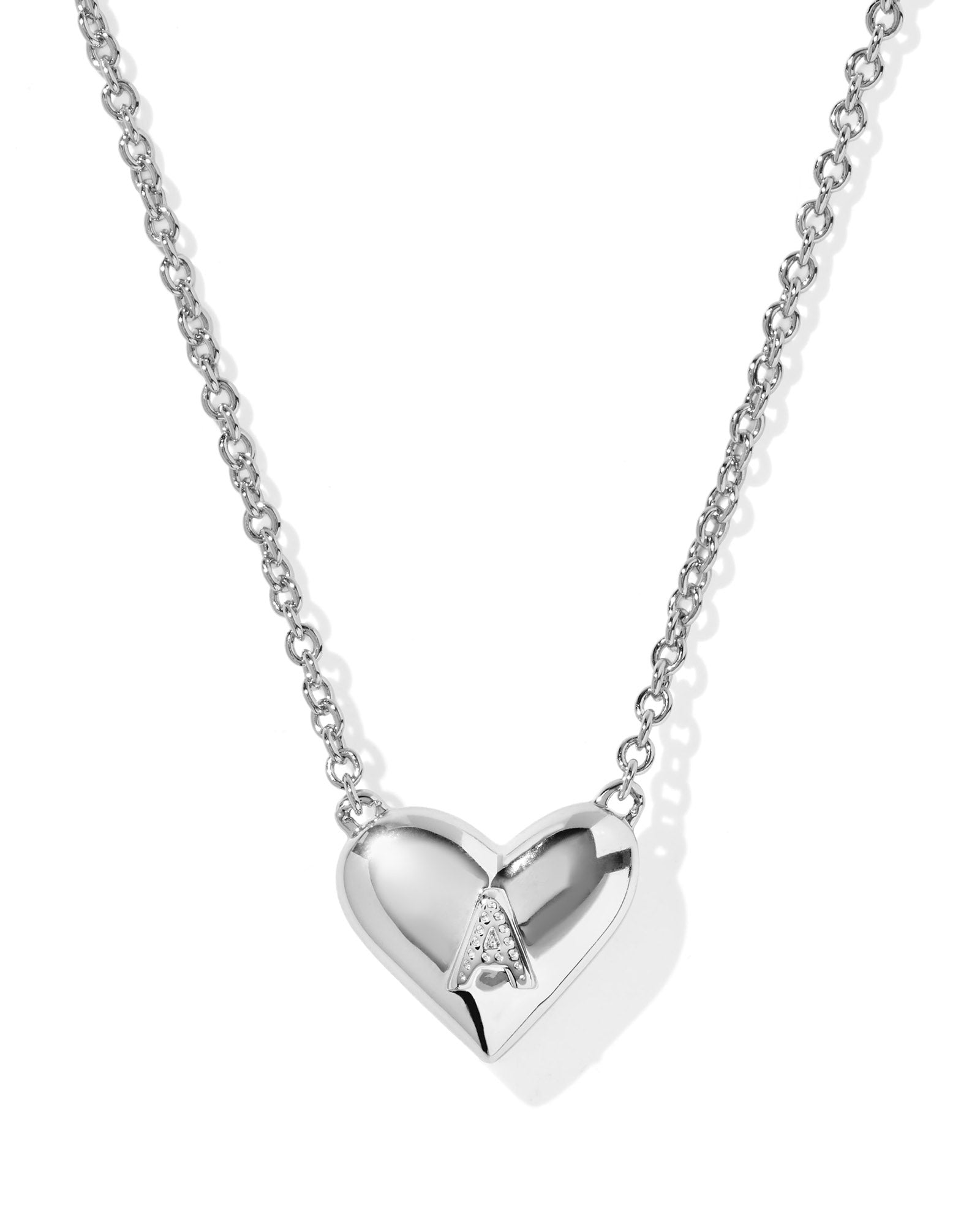 Heart Letter A Pndnt. Necklace Silver Ivory MOP