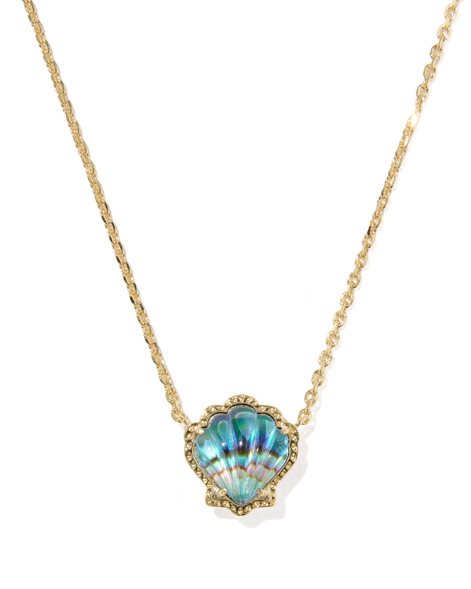 Brynne Shell Short Pendant Necklace in Gold Abalone