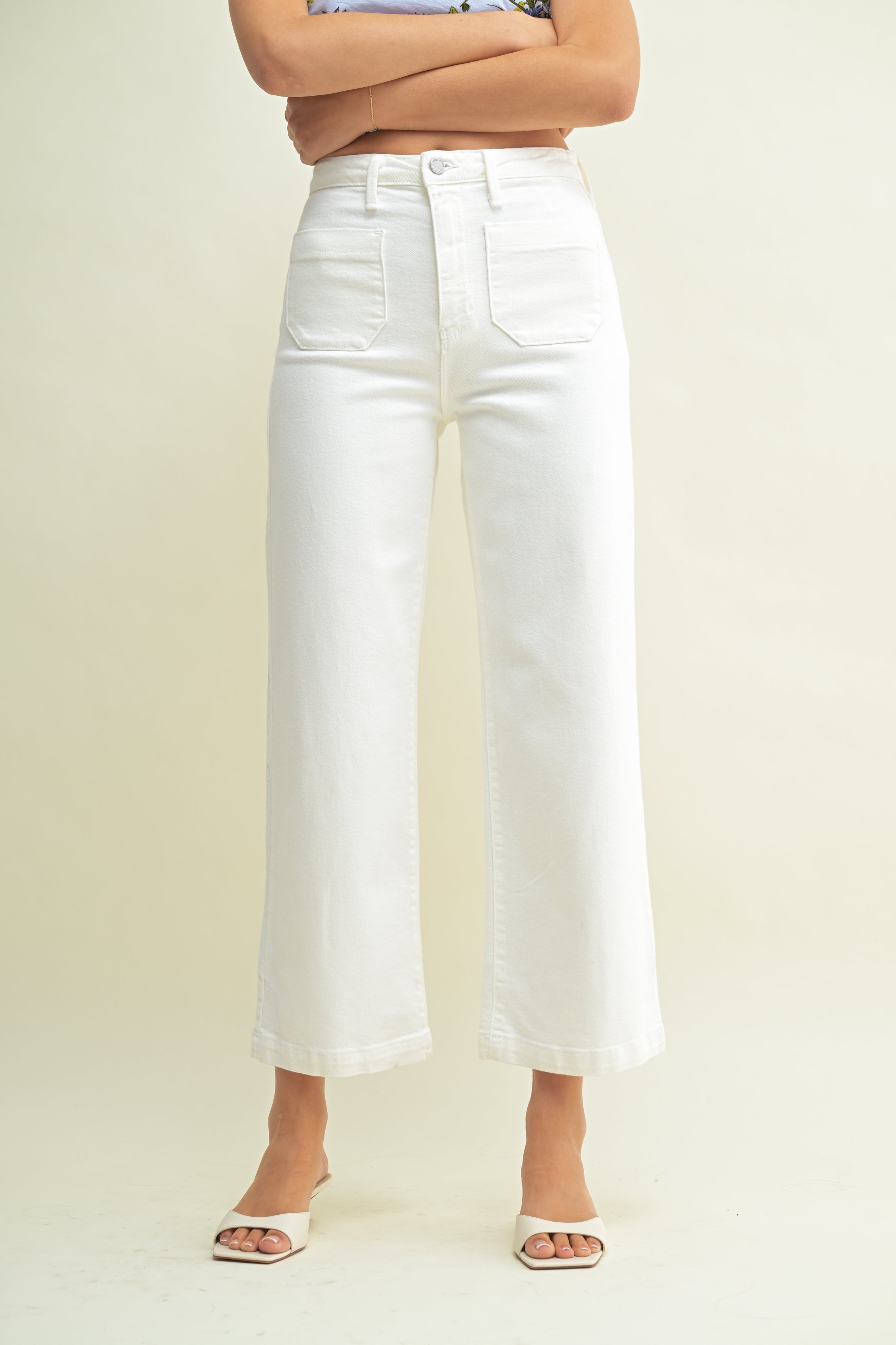 JBD | Patch Pocket Wide Leg Jean in Off White