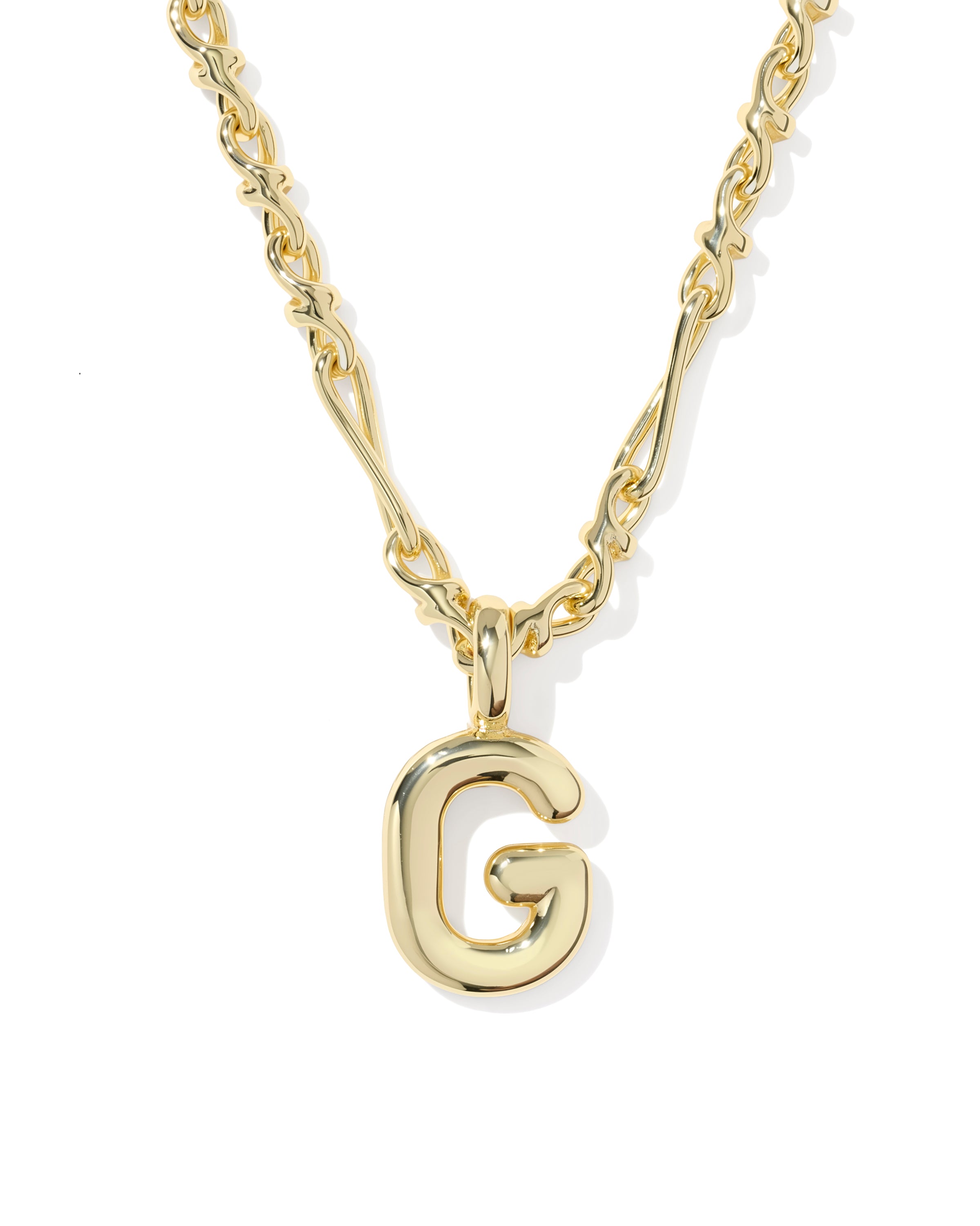 Bubble Letter G Pendant Necklace in Gold