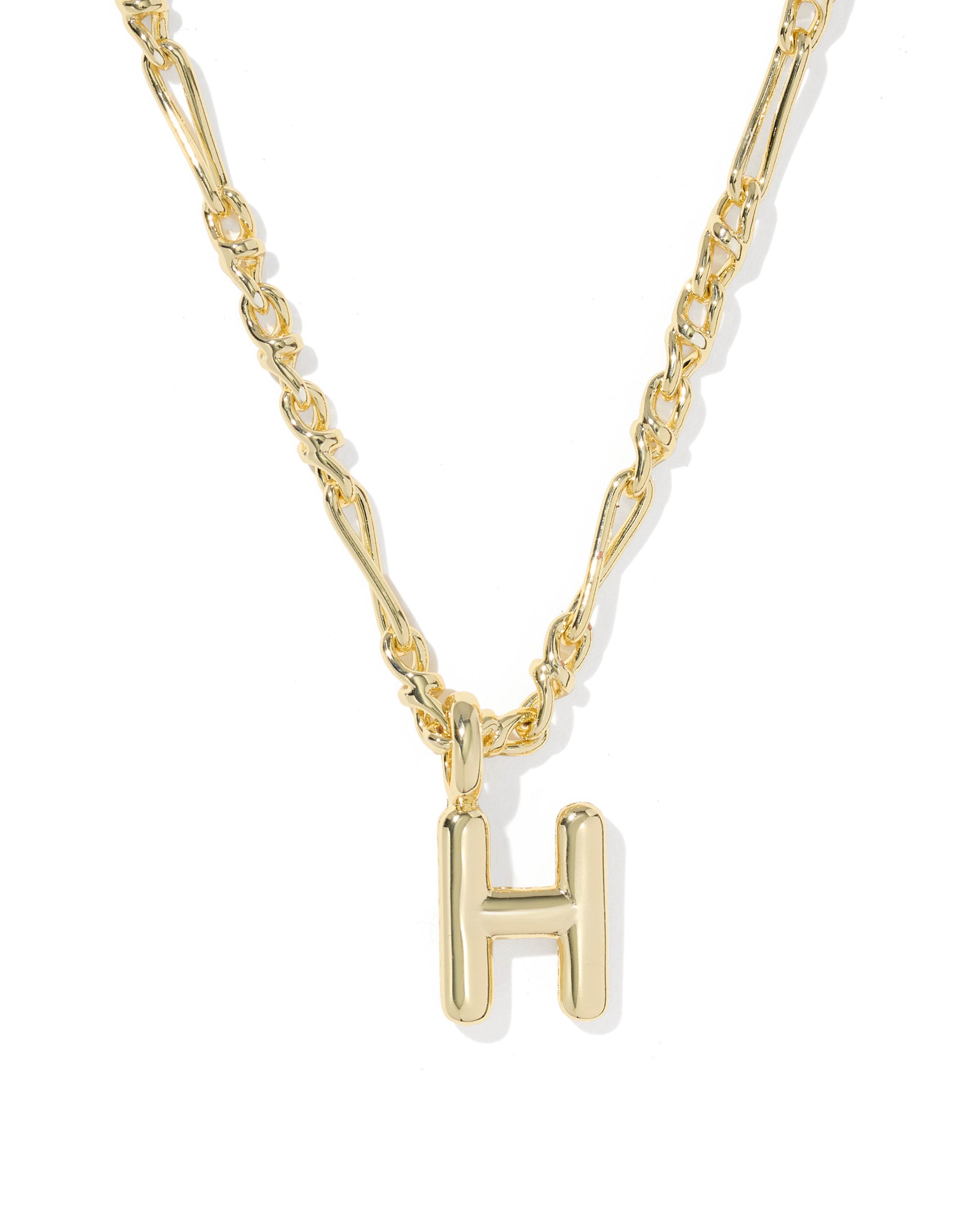 Bubble Letter H Pendant Necklace in Gold