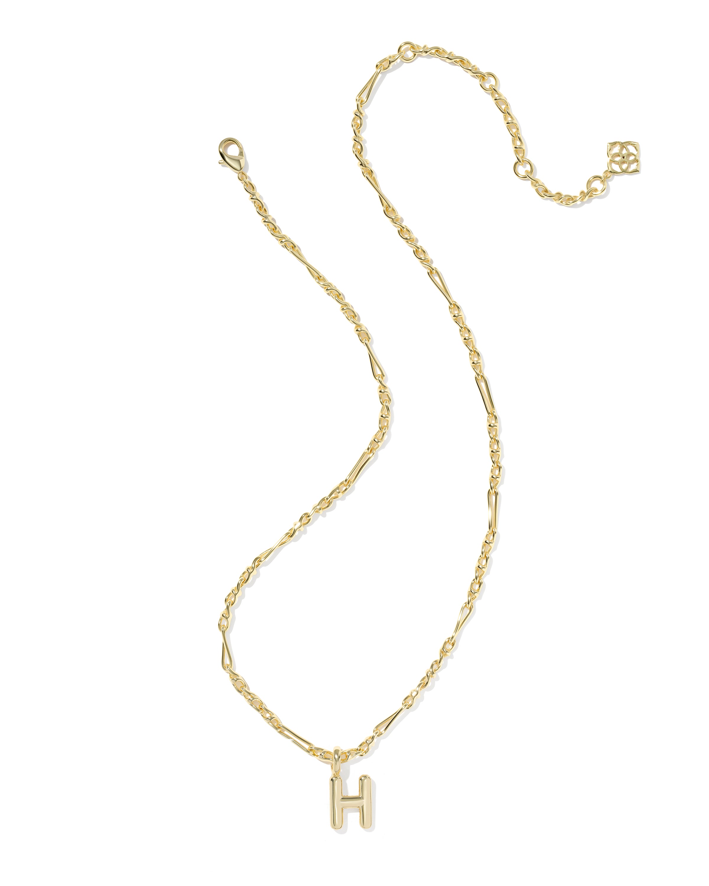 Bubble Letter H Pendant Necklace in Gold