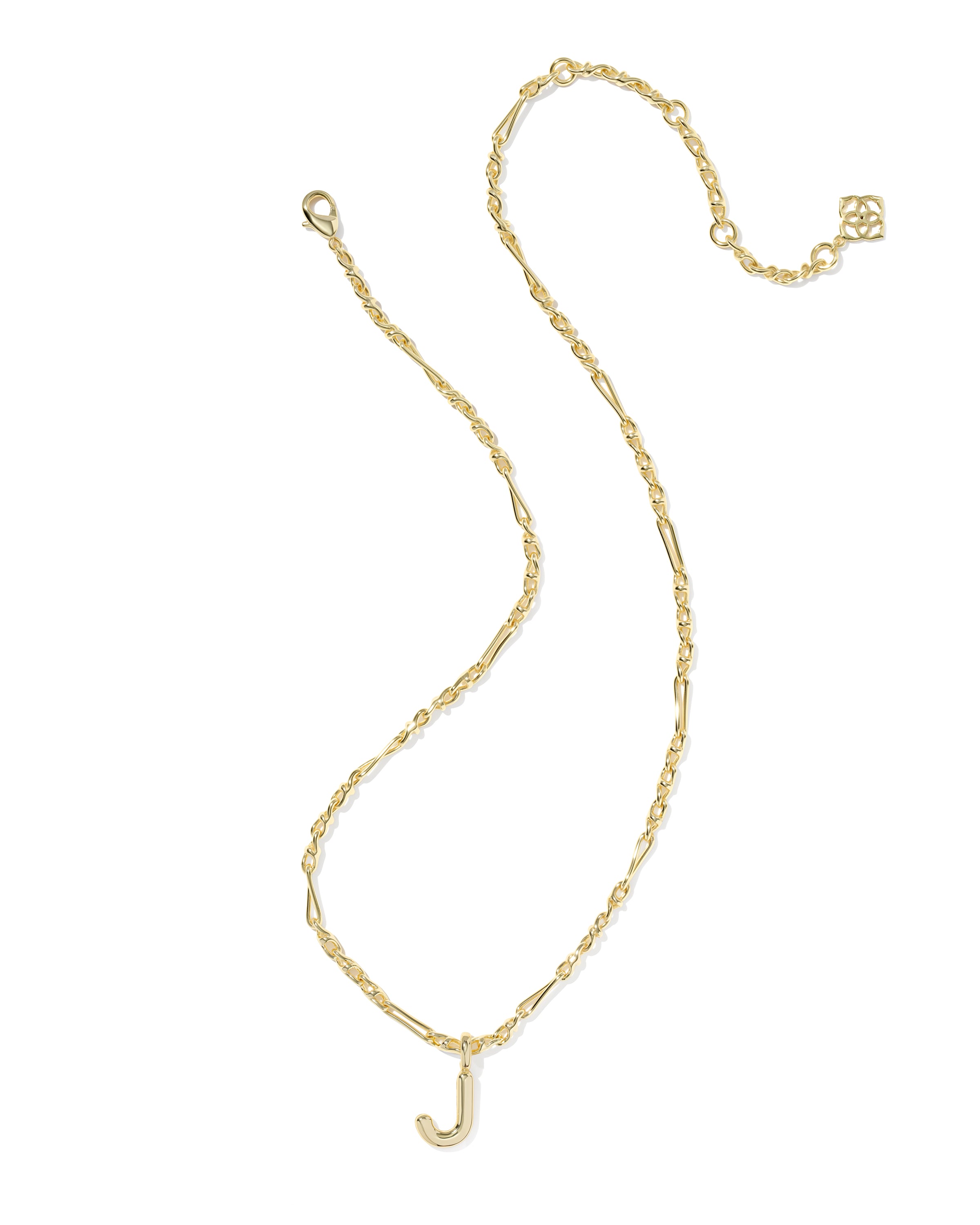 Bubble Letter J Pendant Necklace in Gold