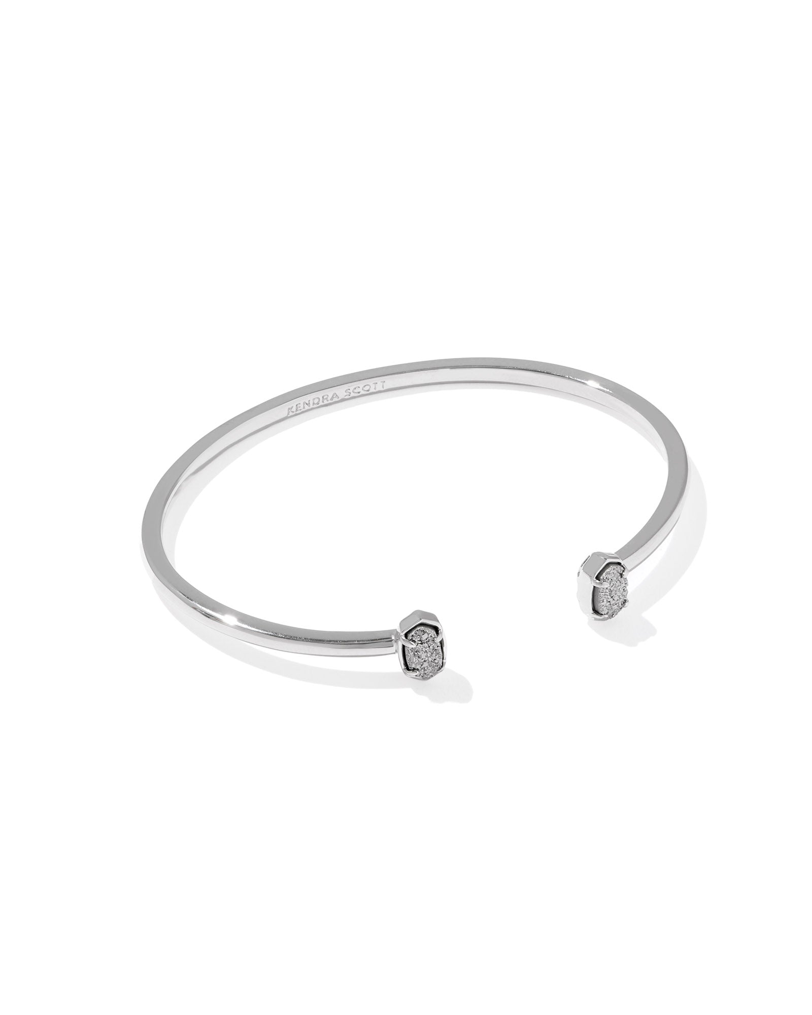 Emilie Cuff Bracelet in Rhodium Platinum Drusy