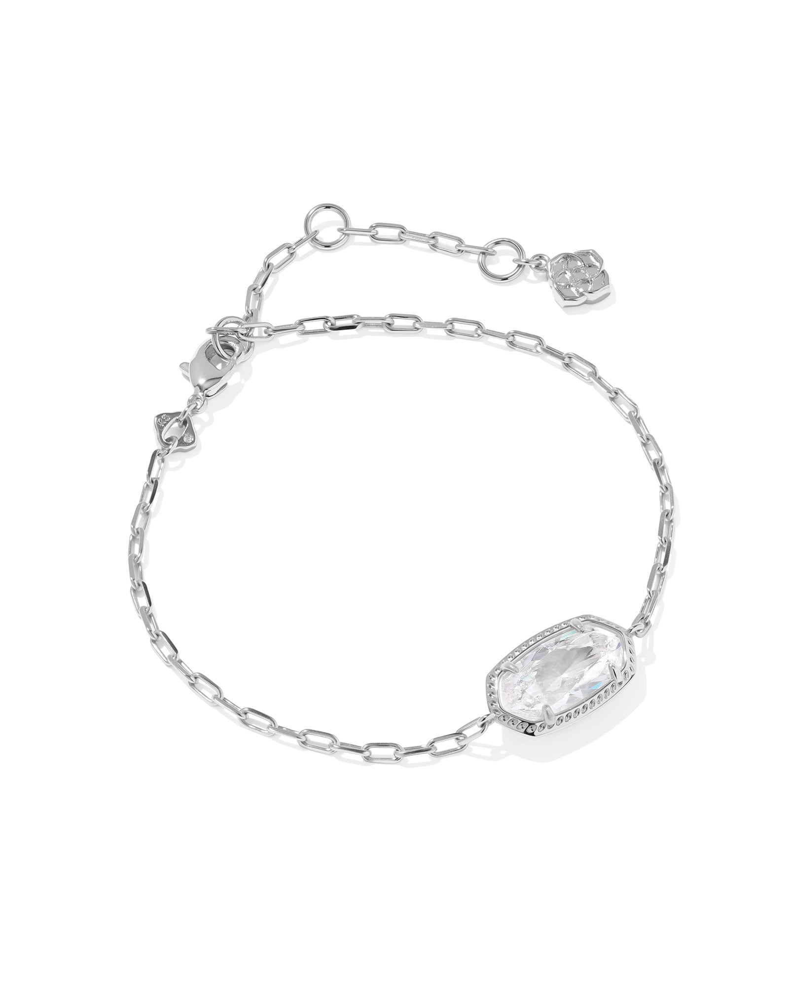 Elaina luxe chain bracelet silver white crystal