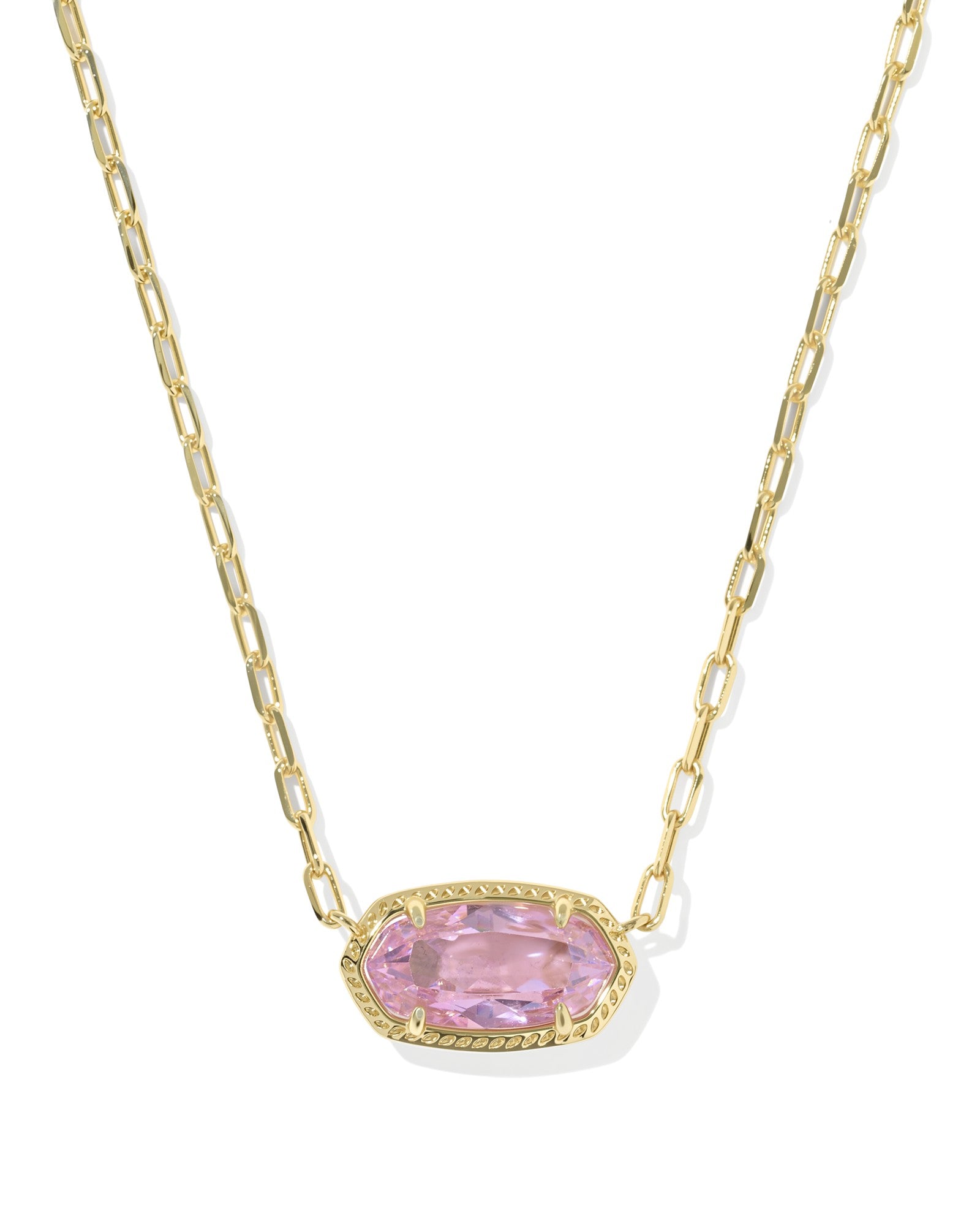 Elisa luxe short pendant necklace gold light pink crystal